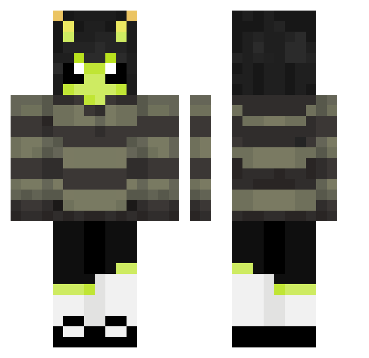 Wiarubane Minecraft skin, front and back view