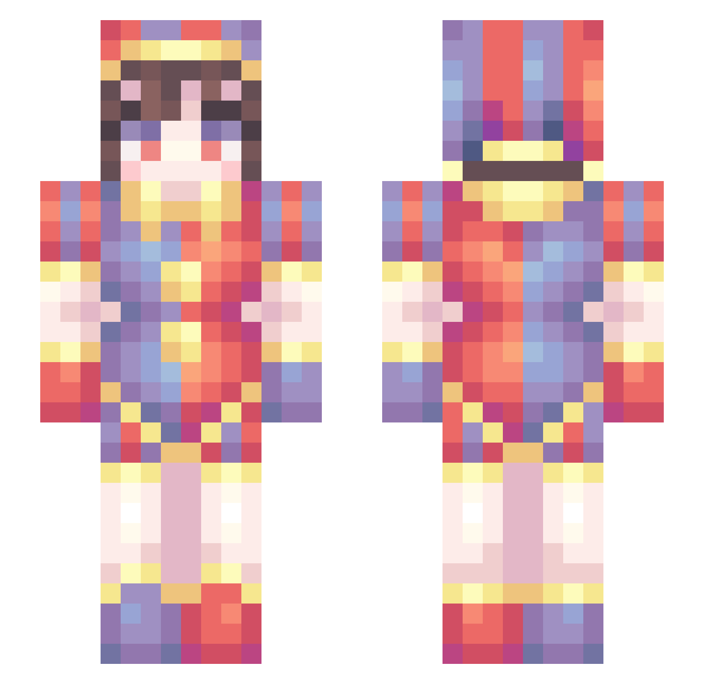 Splashee Minecraft skin, front and back view
