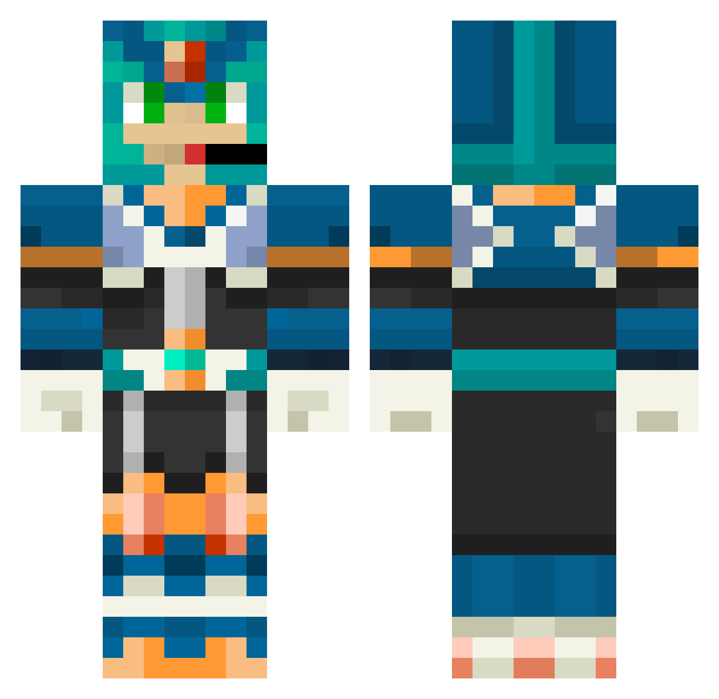 mekselinamelis Minecraft skin, front and back view
