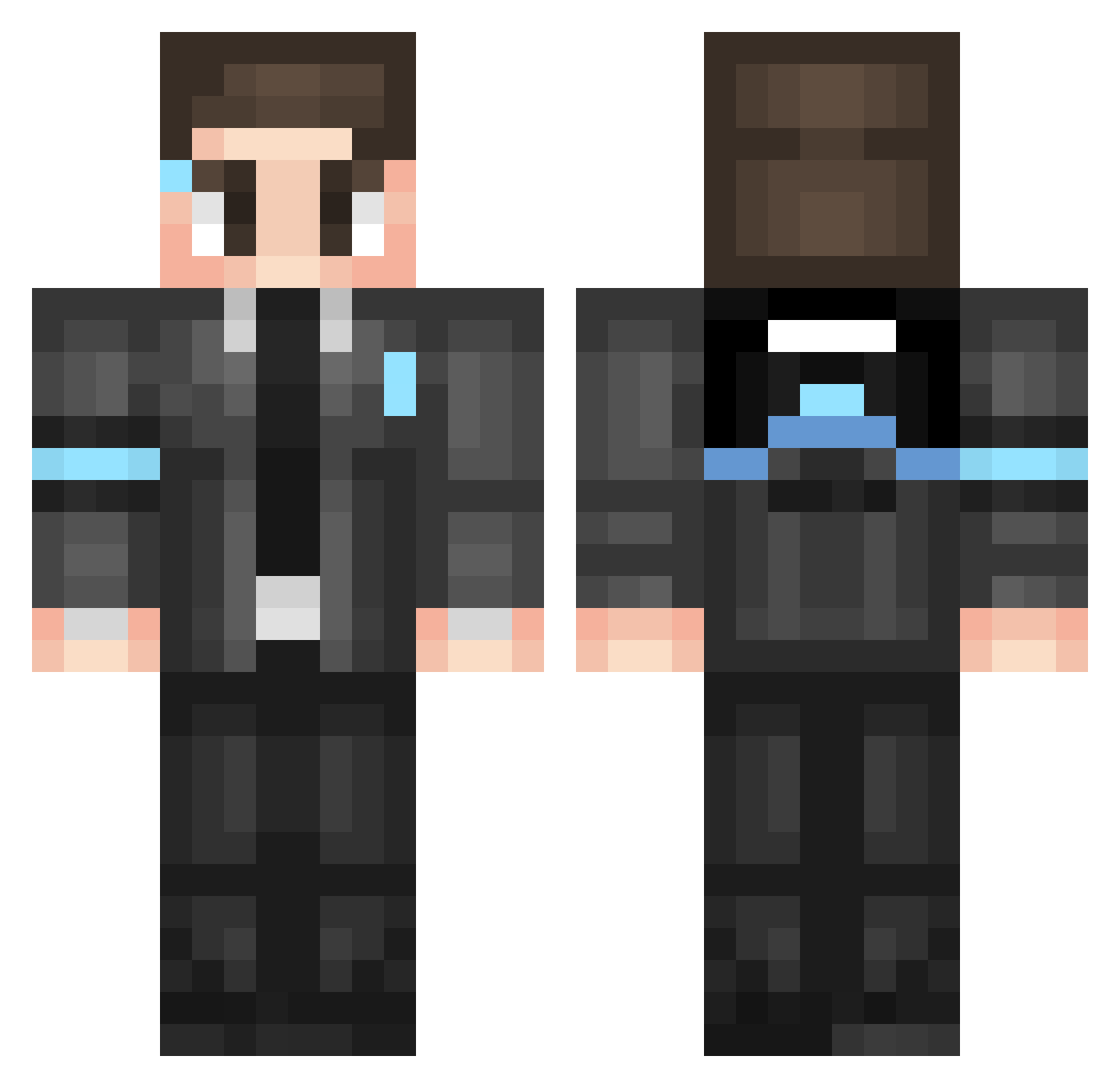 JCProject Minecraft skin, front and back view