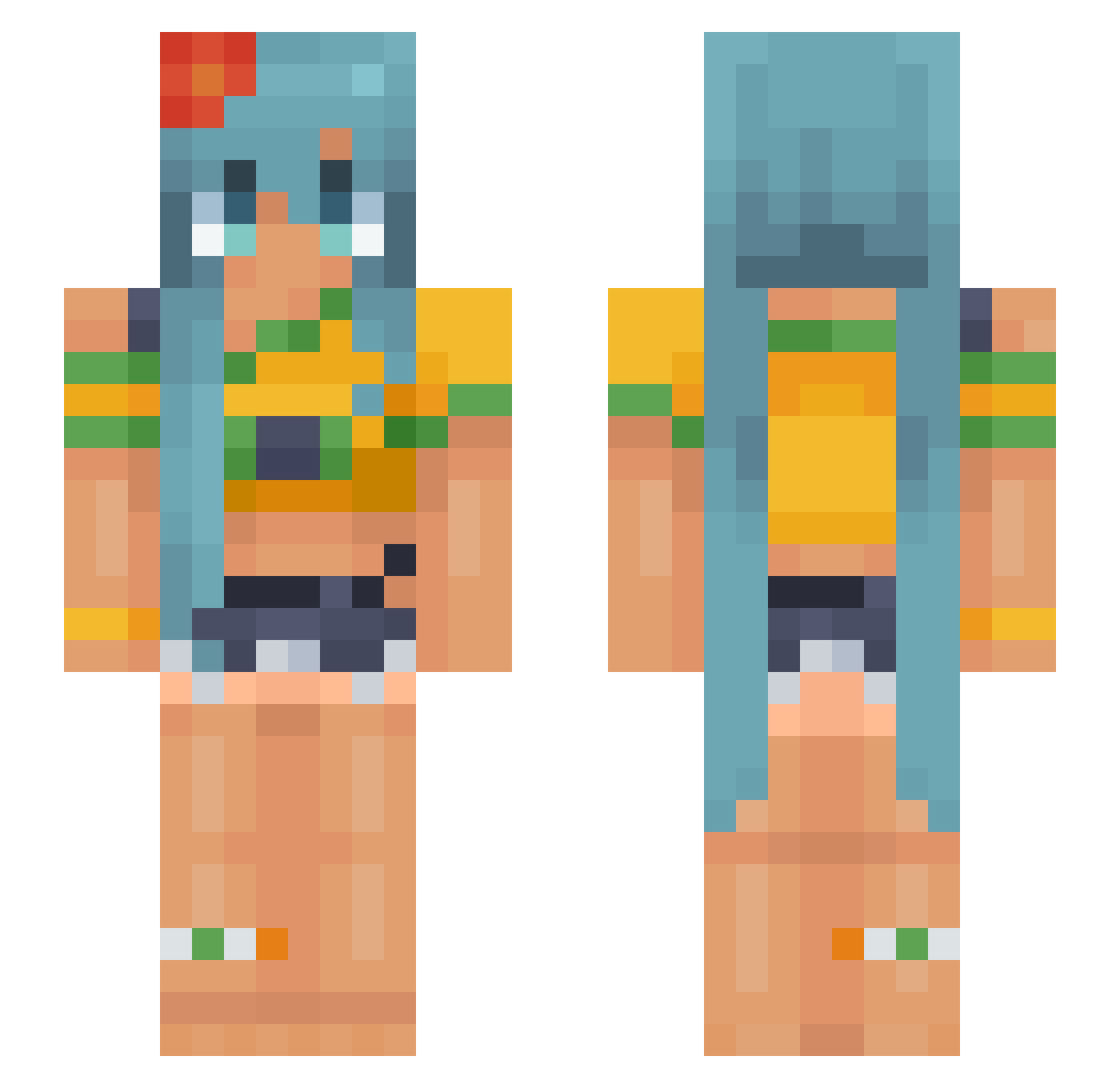 PotsKabu Minecraft skin, front and back view