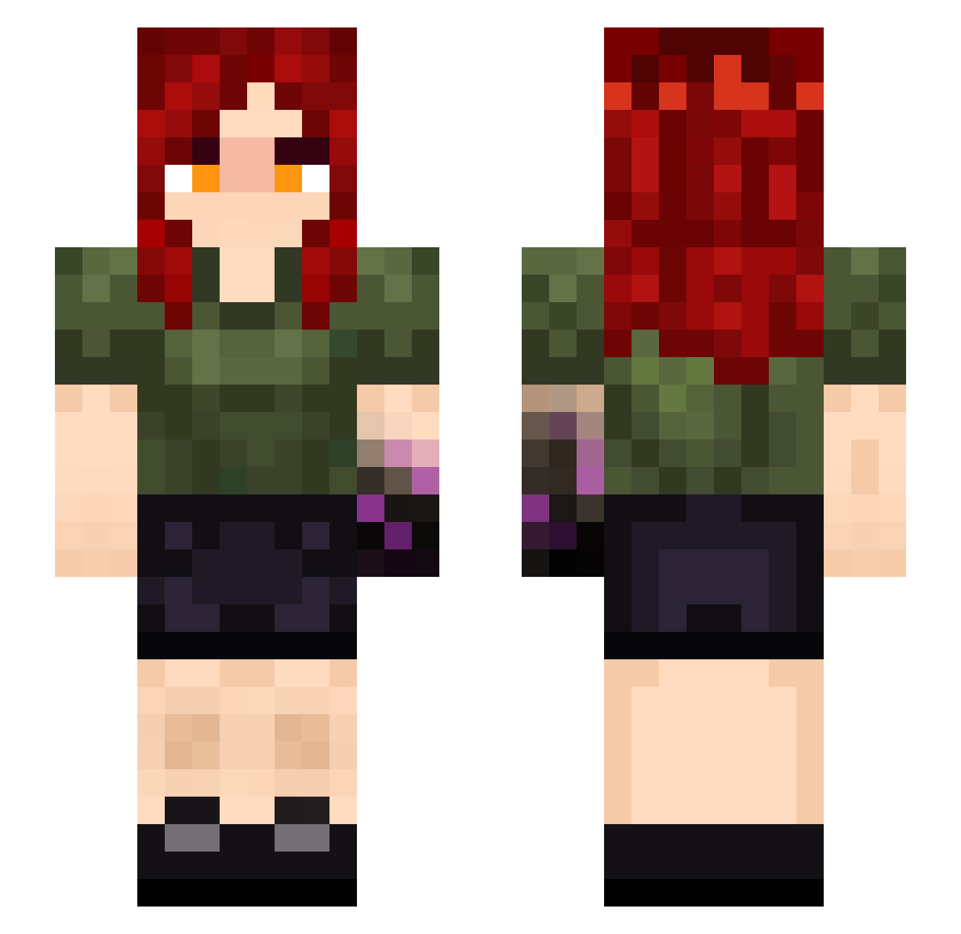 Dead_wolf_ Minecraft skin, front and back view