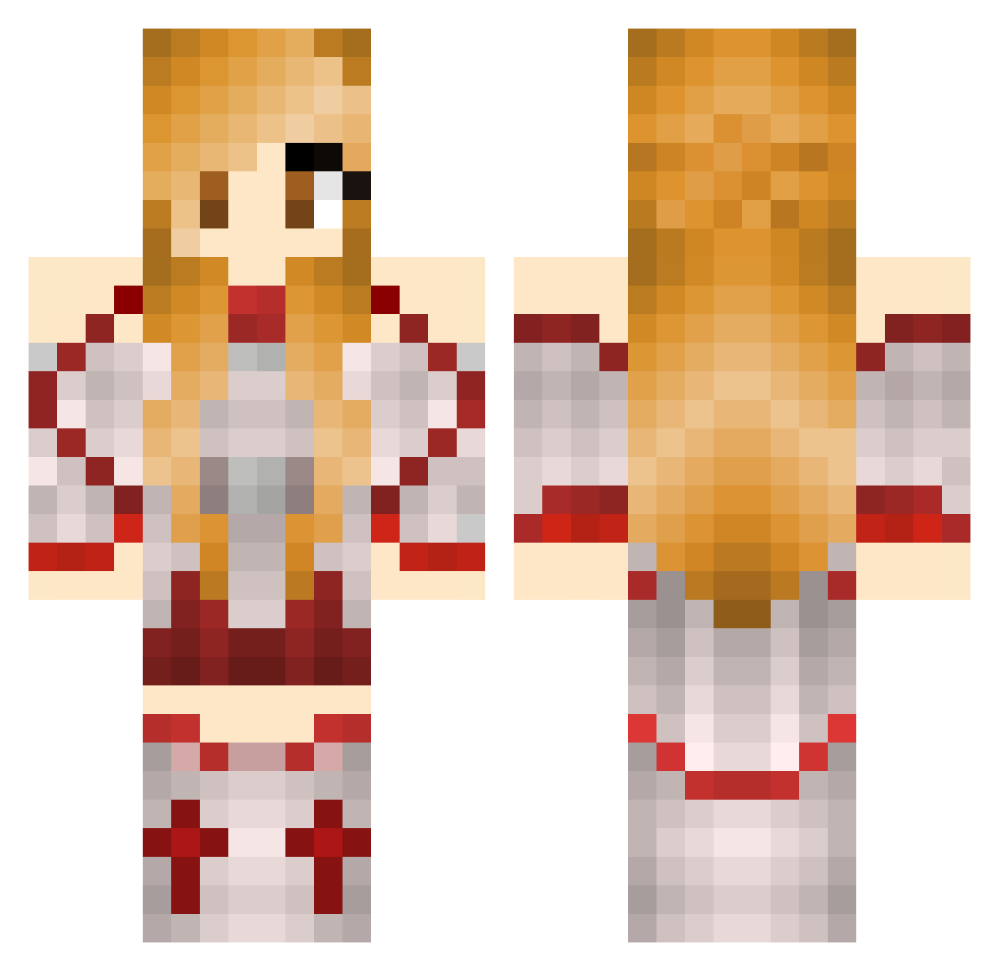 TERMINER Minecraft skin, front and back view