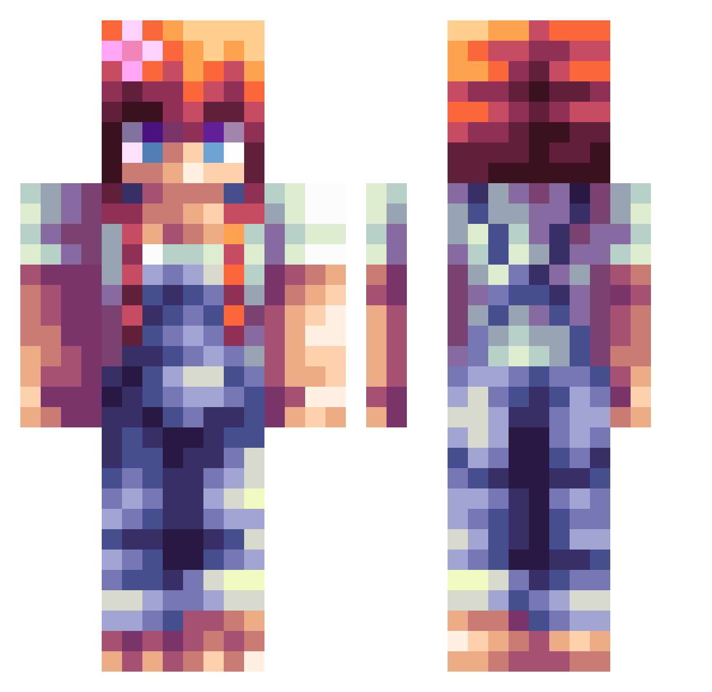 Merist Minecraft skin, front and back view