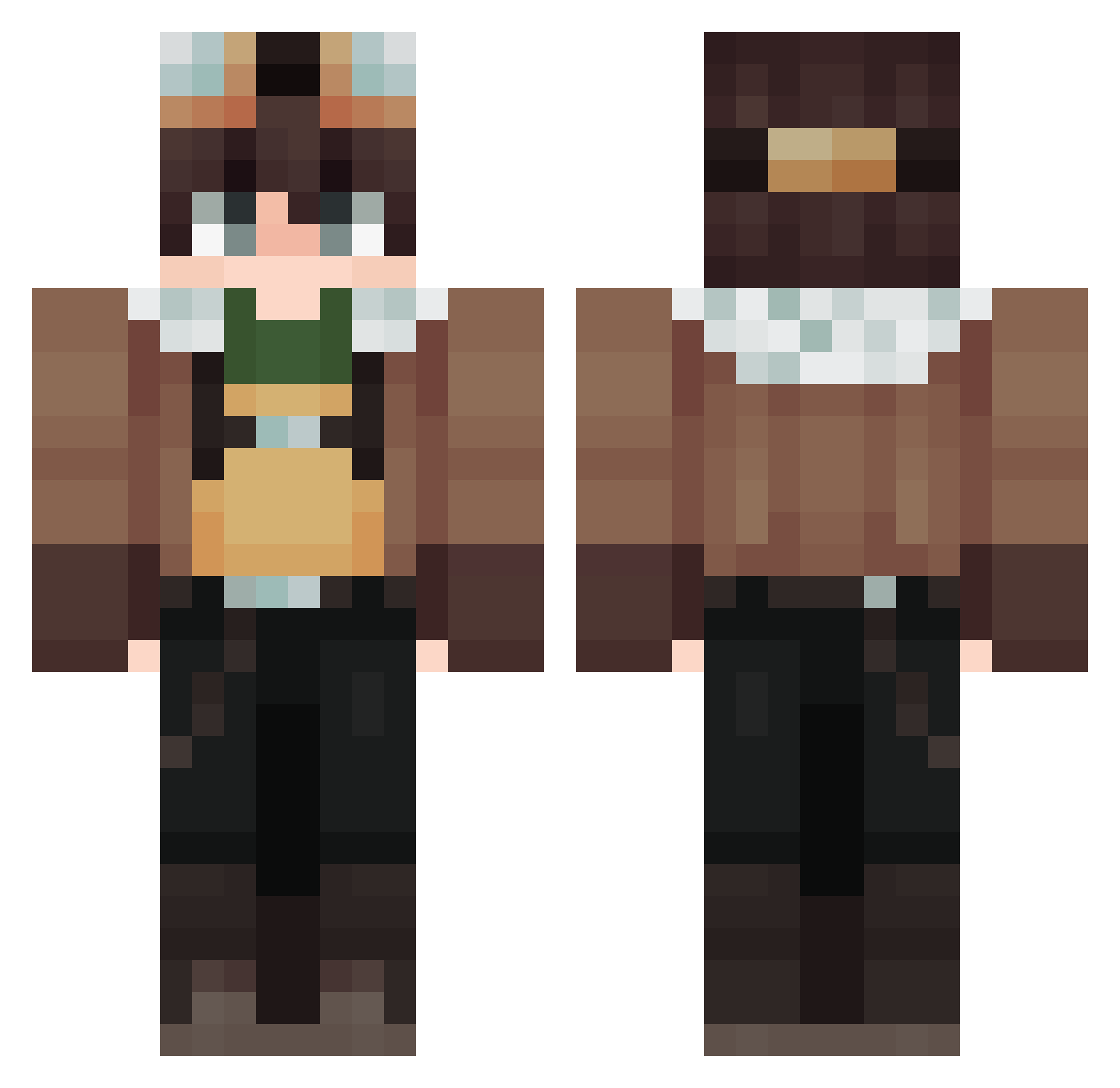 RafGreenMan Minecraft skin, front and back view