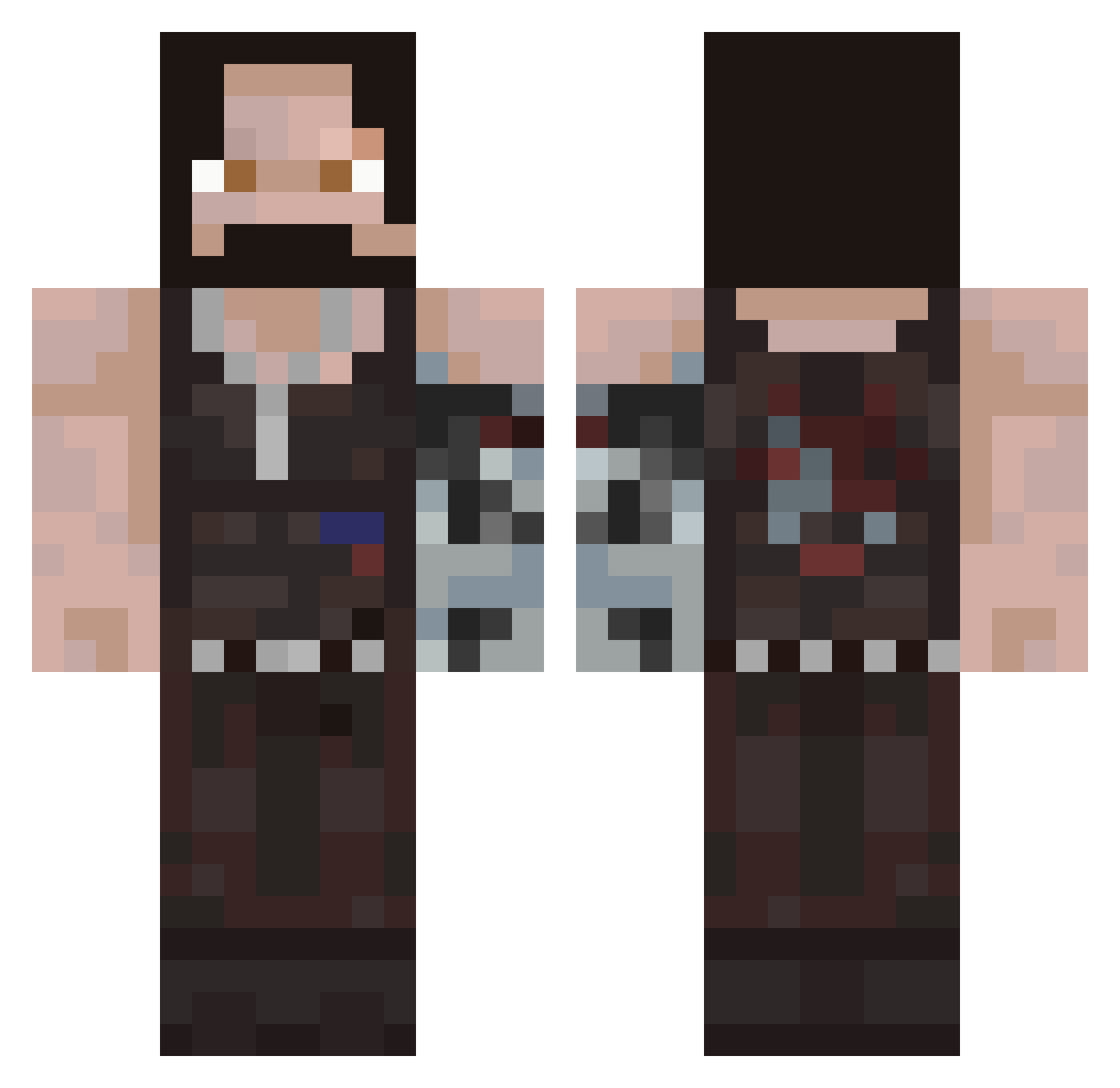 BarBEKQ Minecraft skin, front and back view