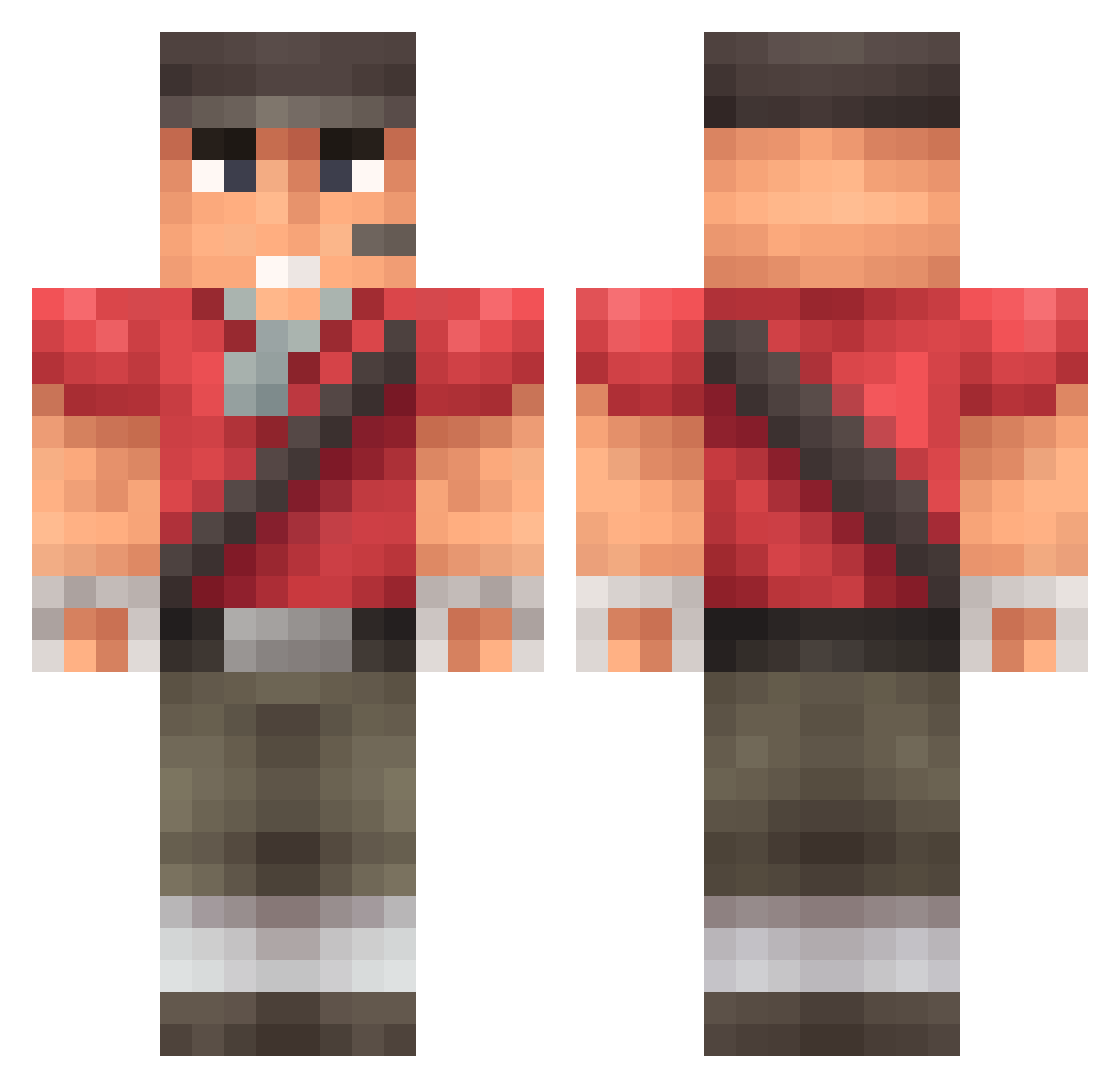 TeNeR Minecraft skin, front and back view