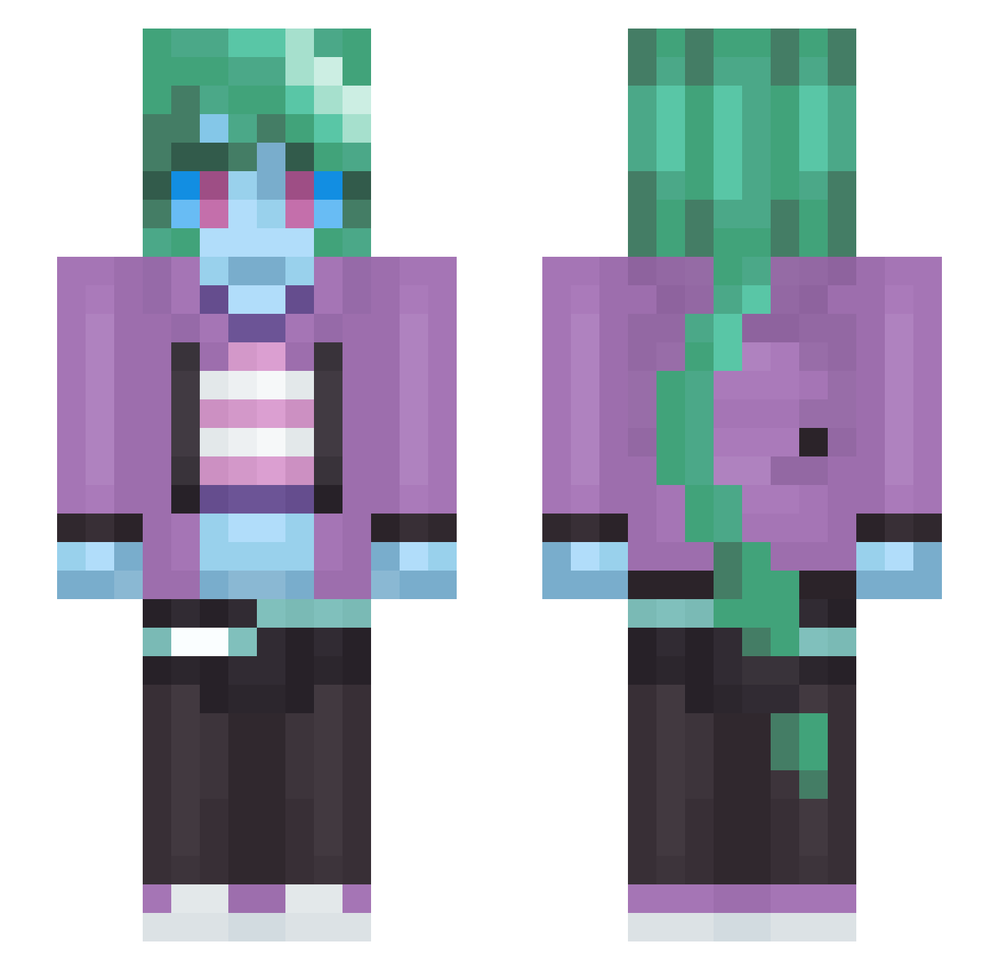 JealousGod Minecraft skin, front and back view