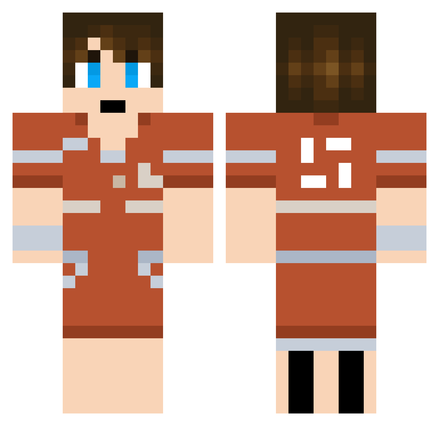 PrintedBore00 Minecraft skin, front and back view