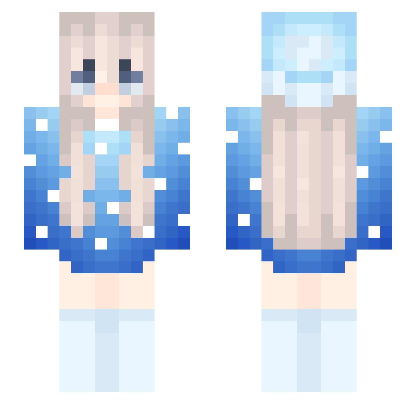 DreamTrayarder Minecraft skin, front and back view