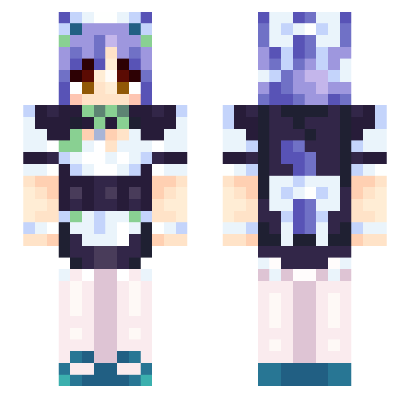 Krulki Minecraft skin, front and back view