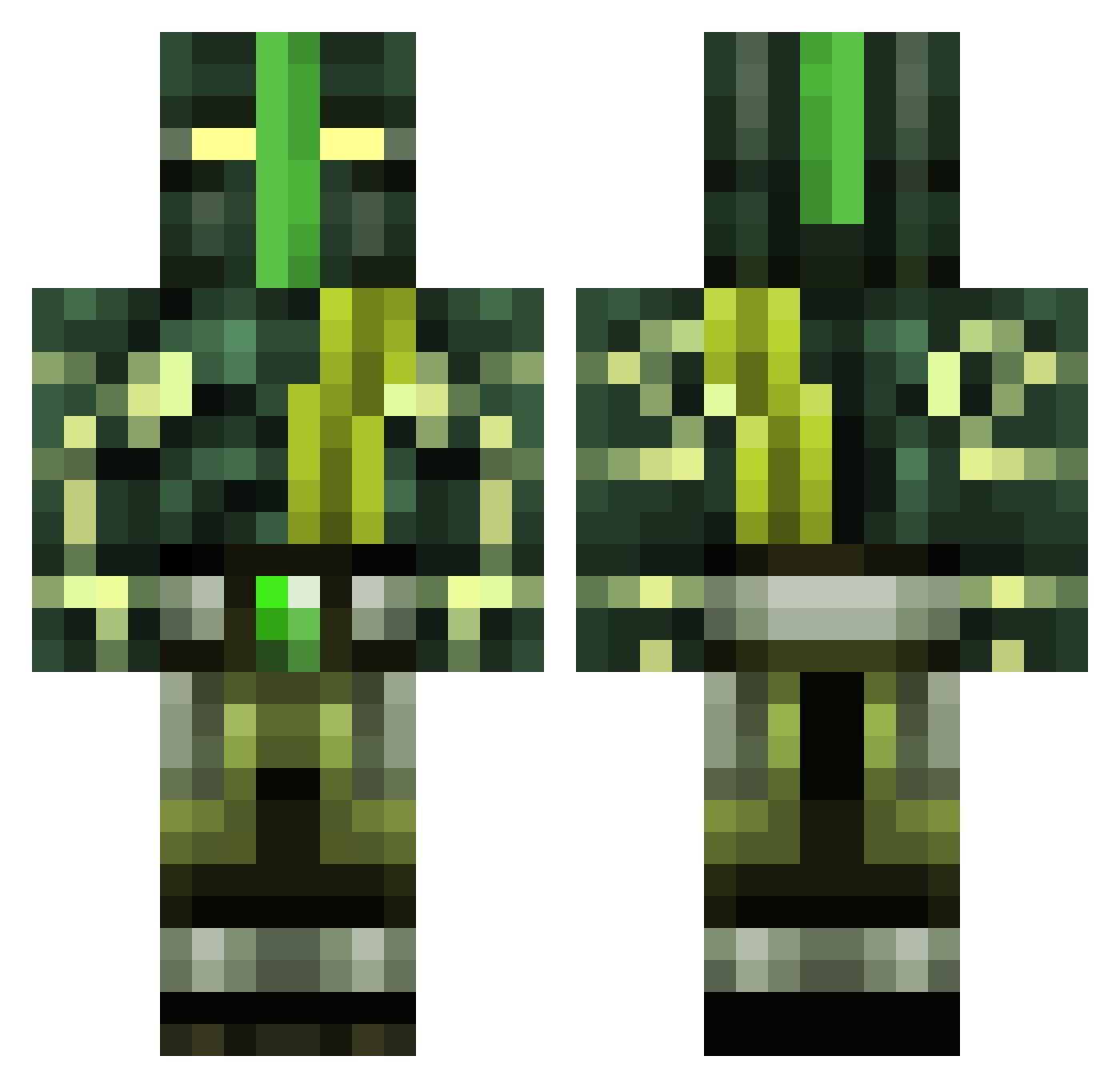 Eliminated Minecraft skin, front and back view