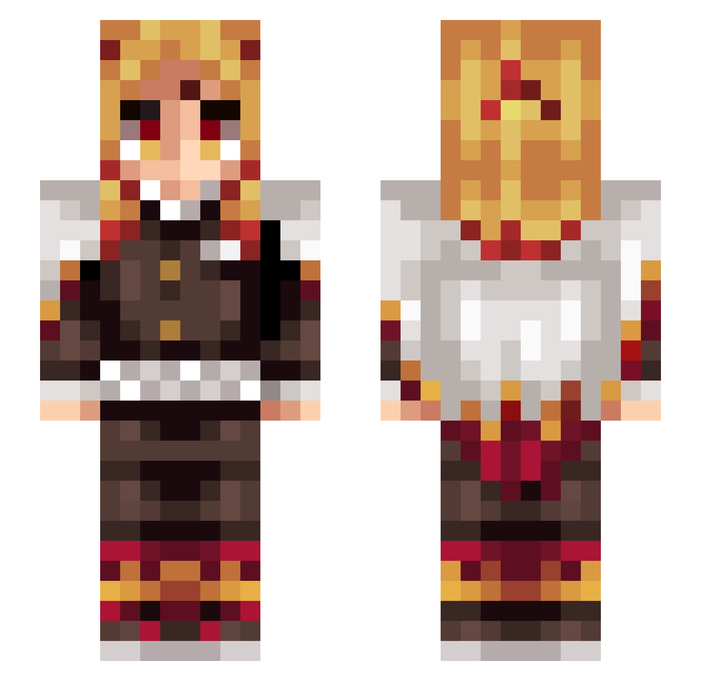 blaze Minecraft skin, front and back view