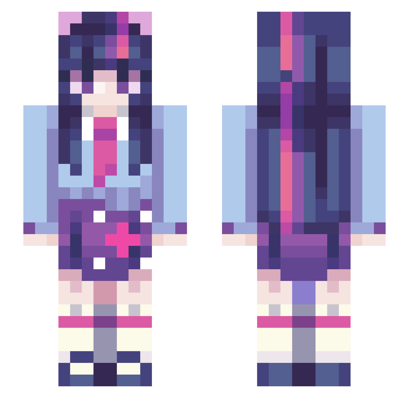 zakeck Minecraft skin, front and back view