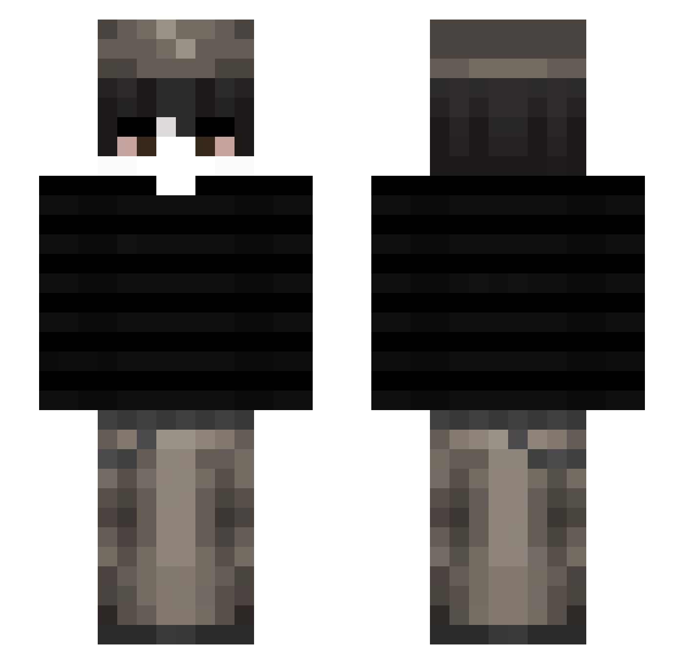 SennyEXP Minecraft skin, front and back view