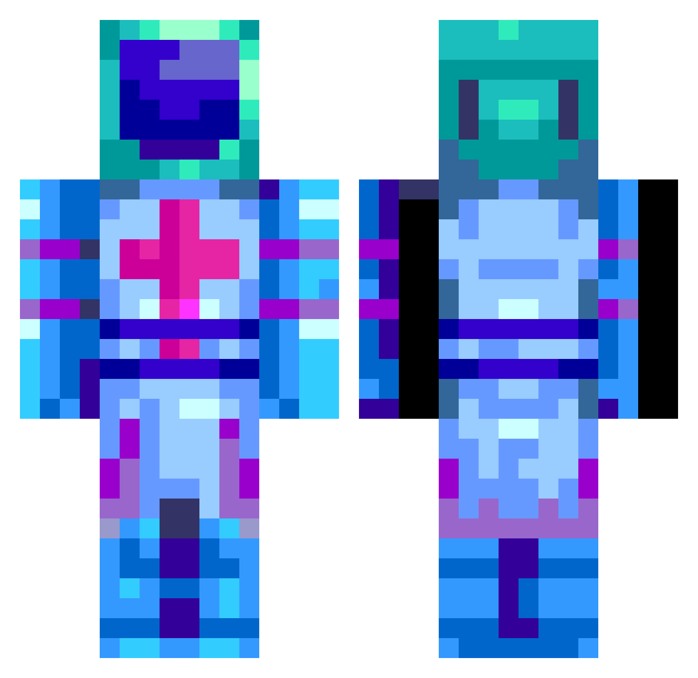 djcauliflower Minecraft skin, front and back view