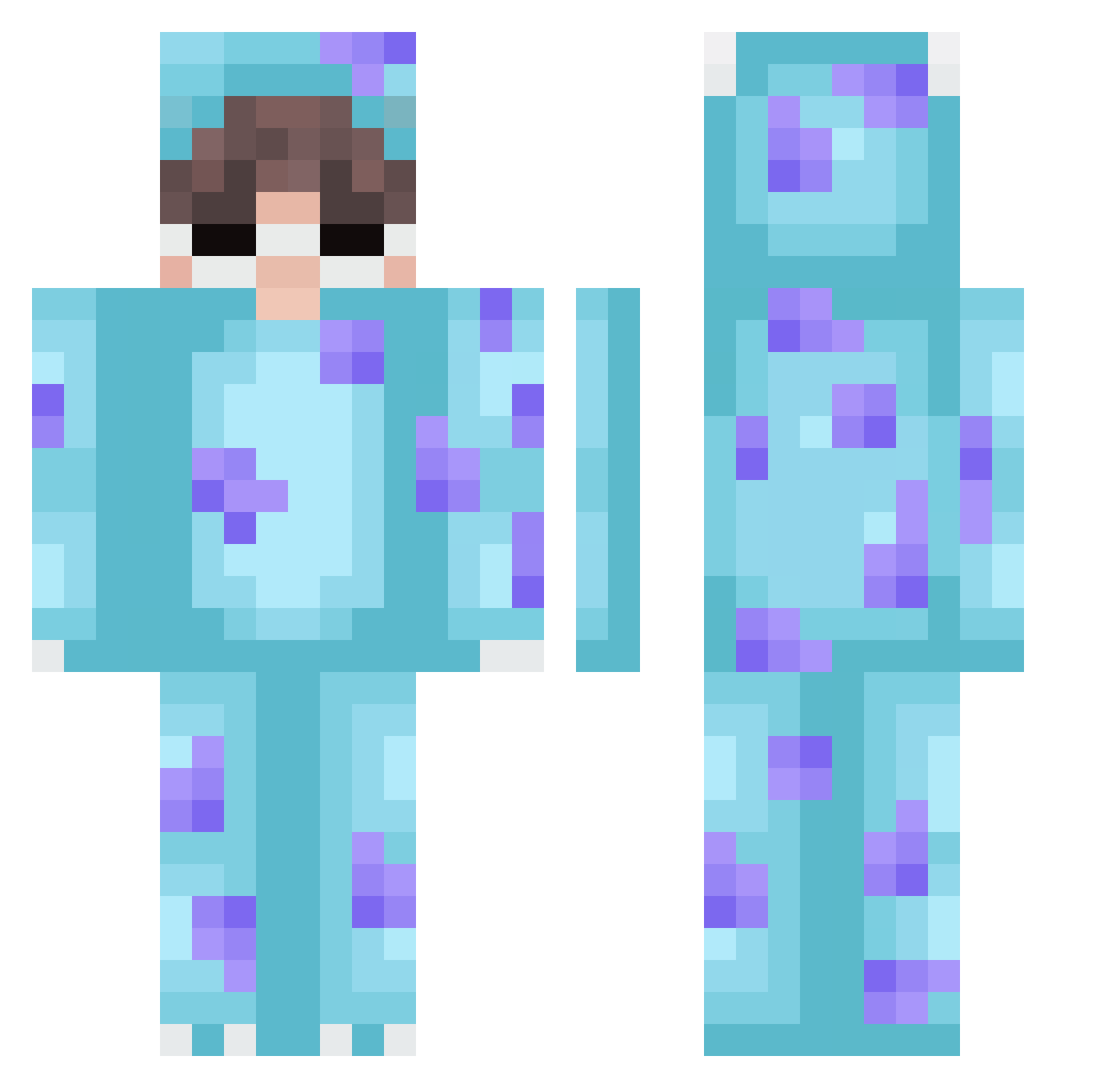 Exzioo Minecraft skin, front and back view