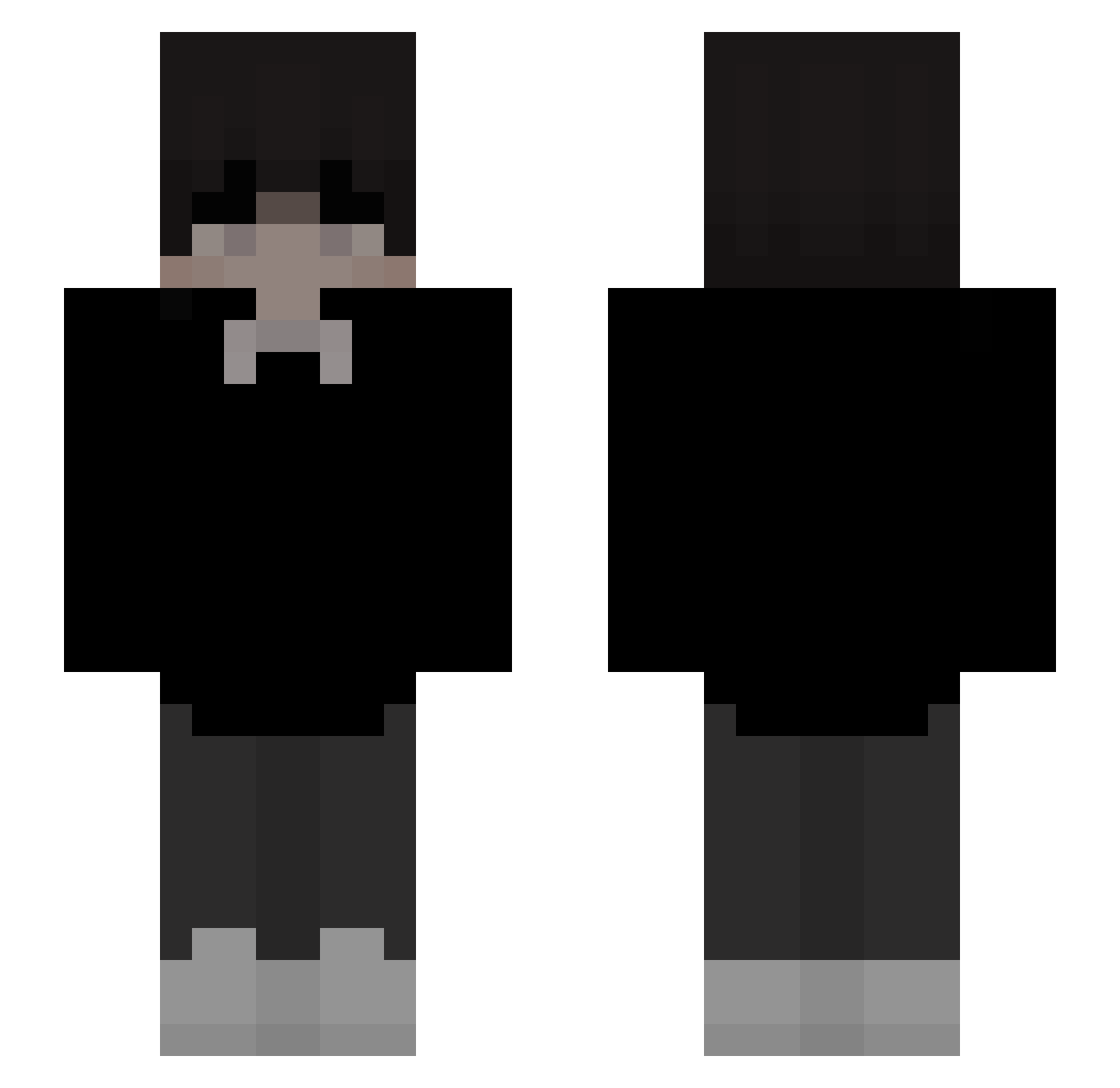 ravescape Minecraft skin, front and back view