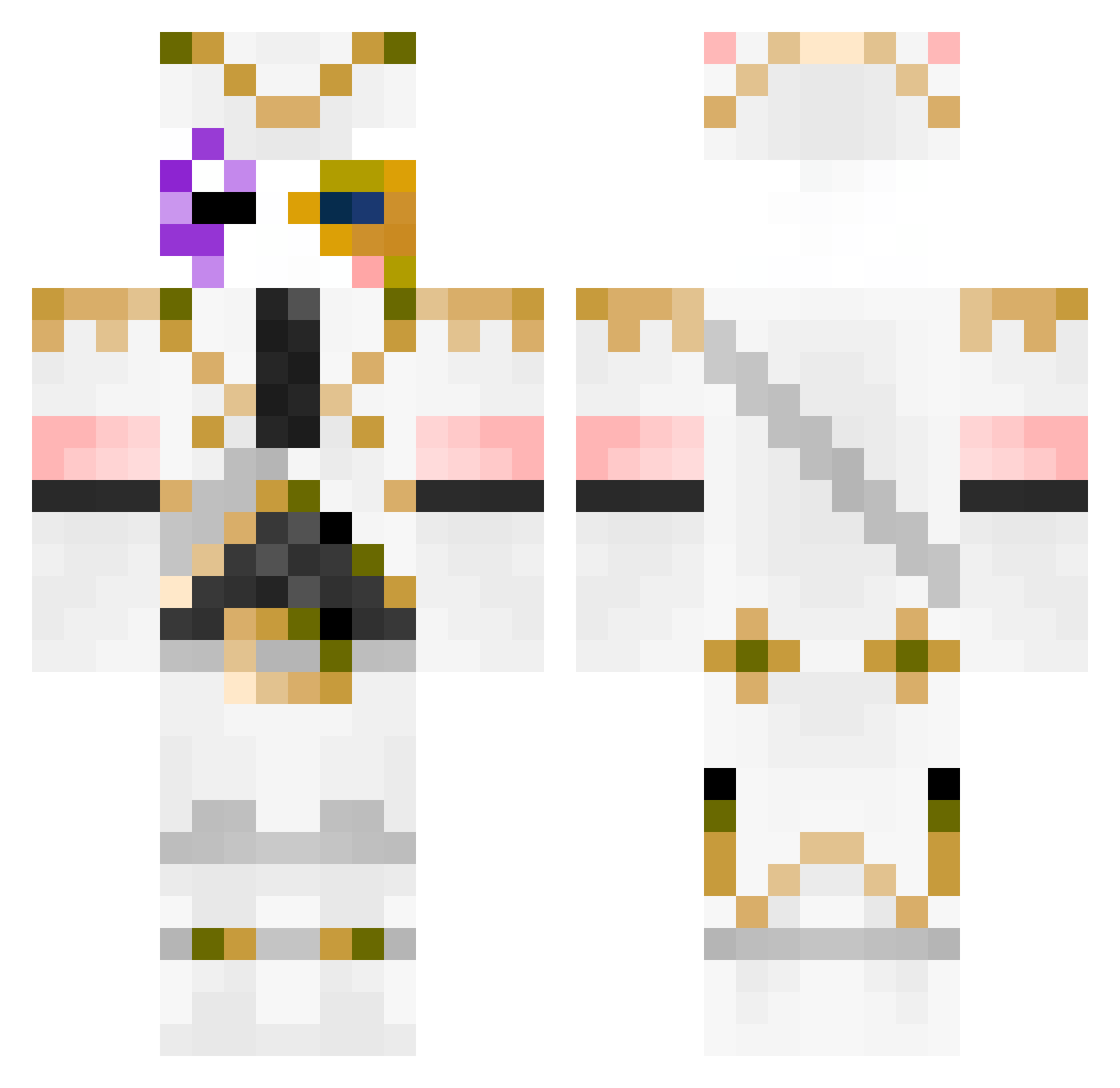 Moument Minecraft skin, front and back view
