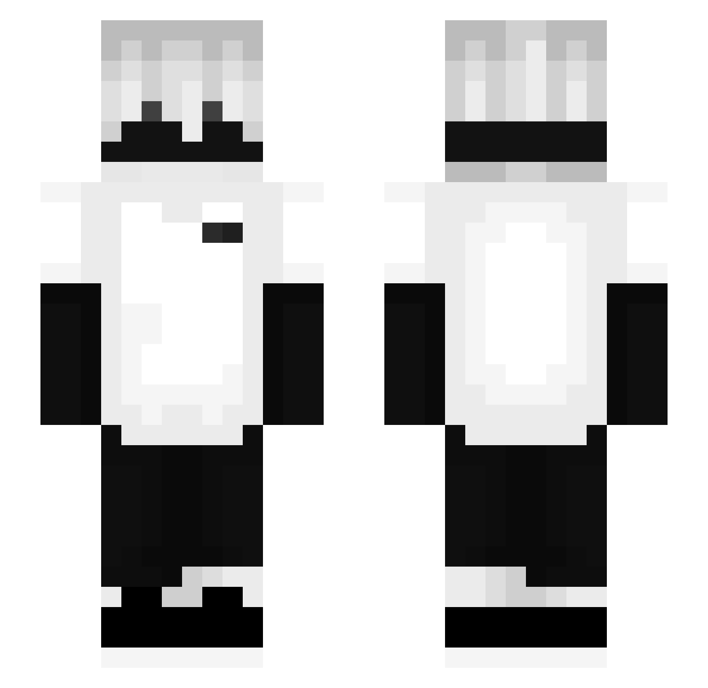 Shymous Minecraft skin, front and back view