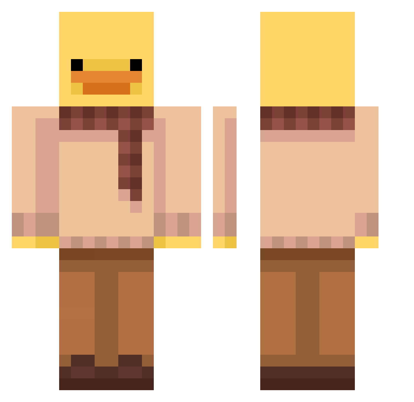 YuFFFF Minecraft skin, front and back view
