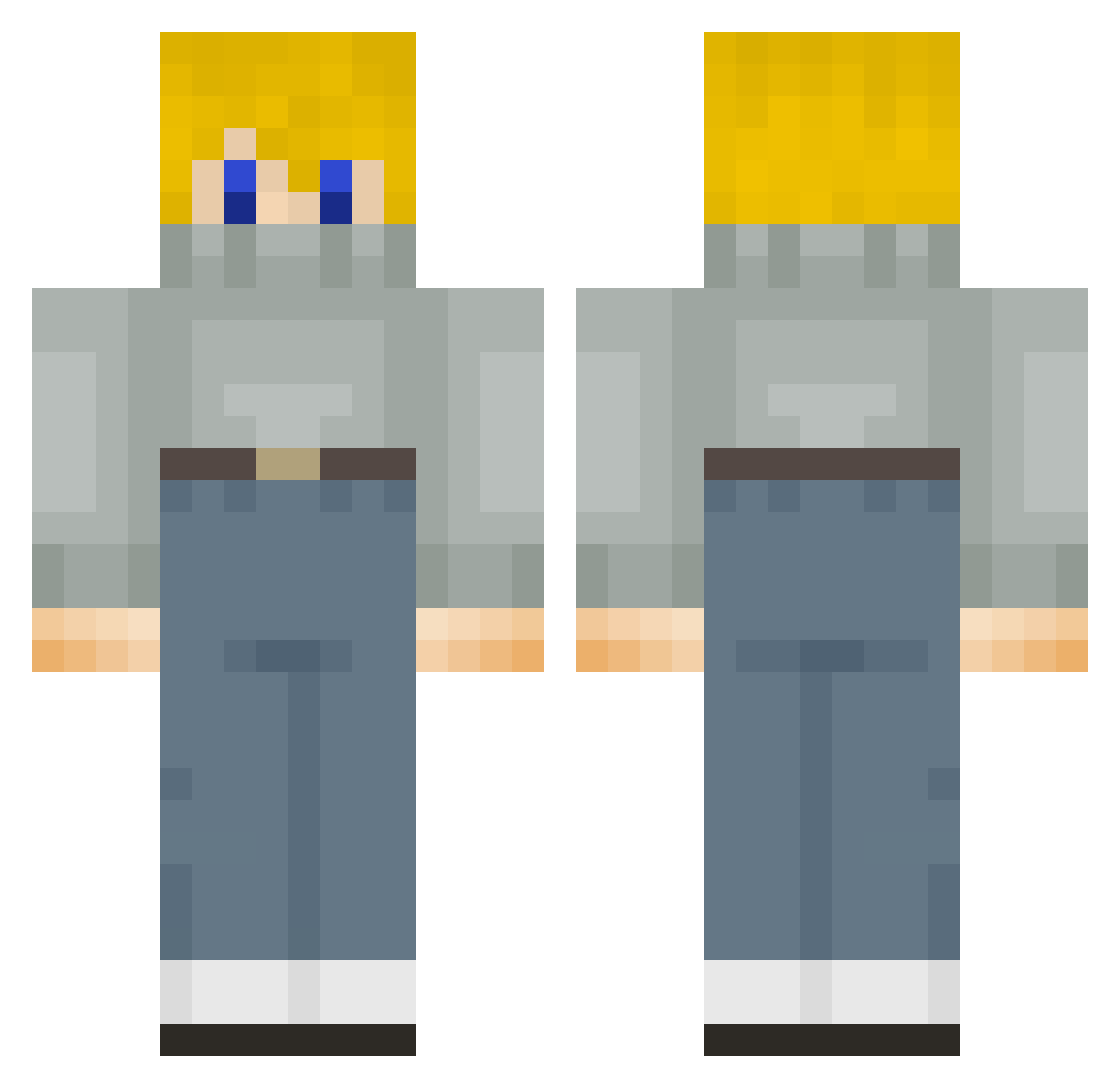 Kevzs Minecraft skin, front and back view