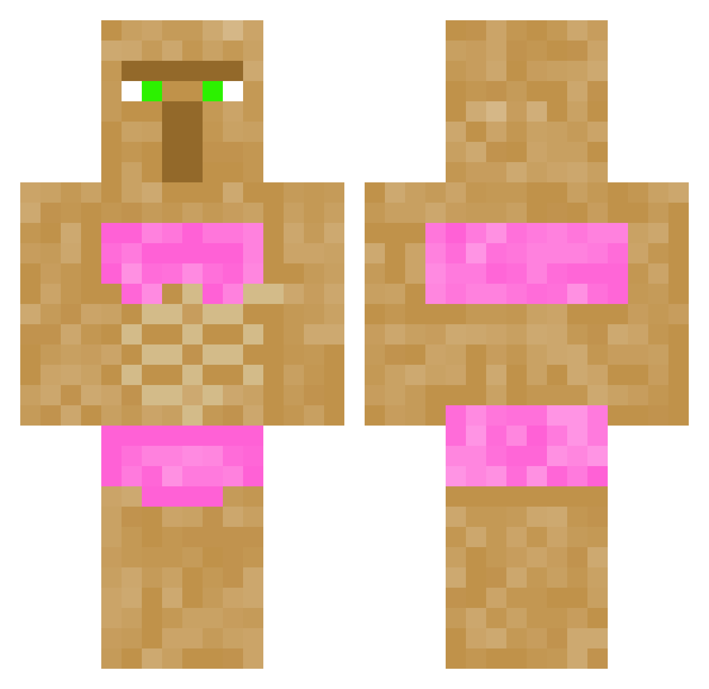 Skamina Minecraft skin, front and back view