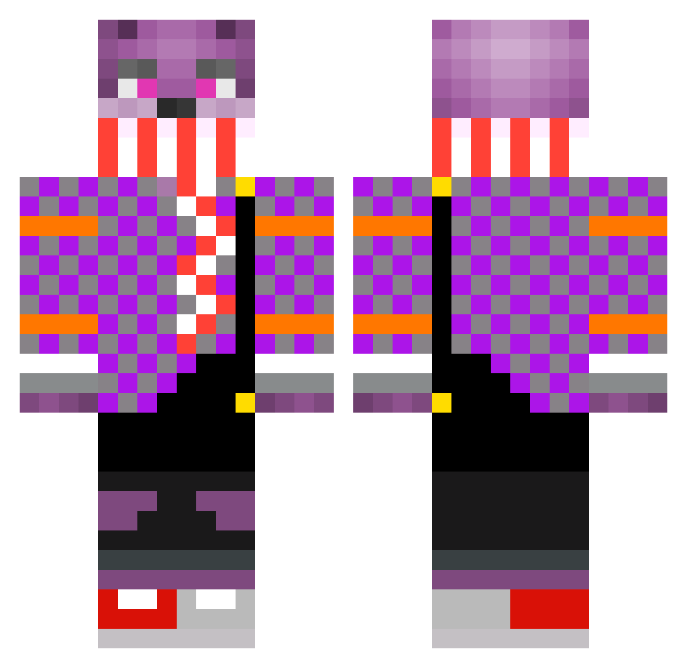gamemker Minecraft skin, front and back view