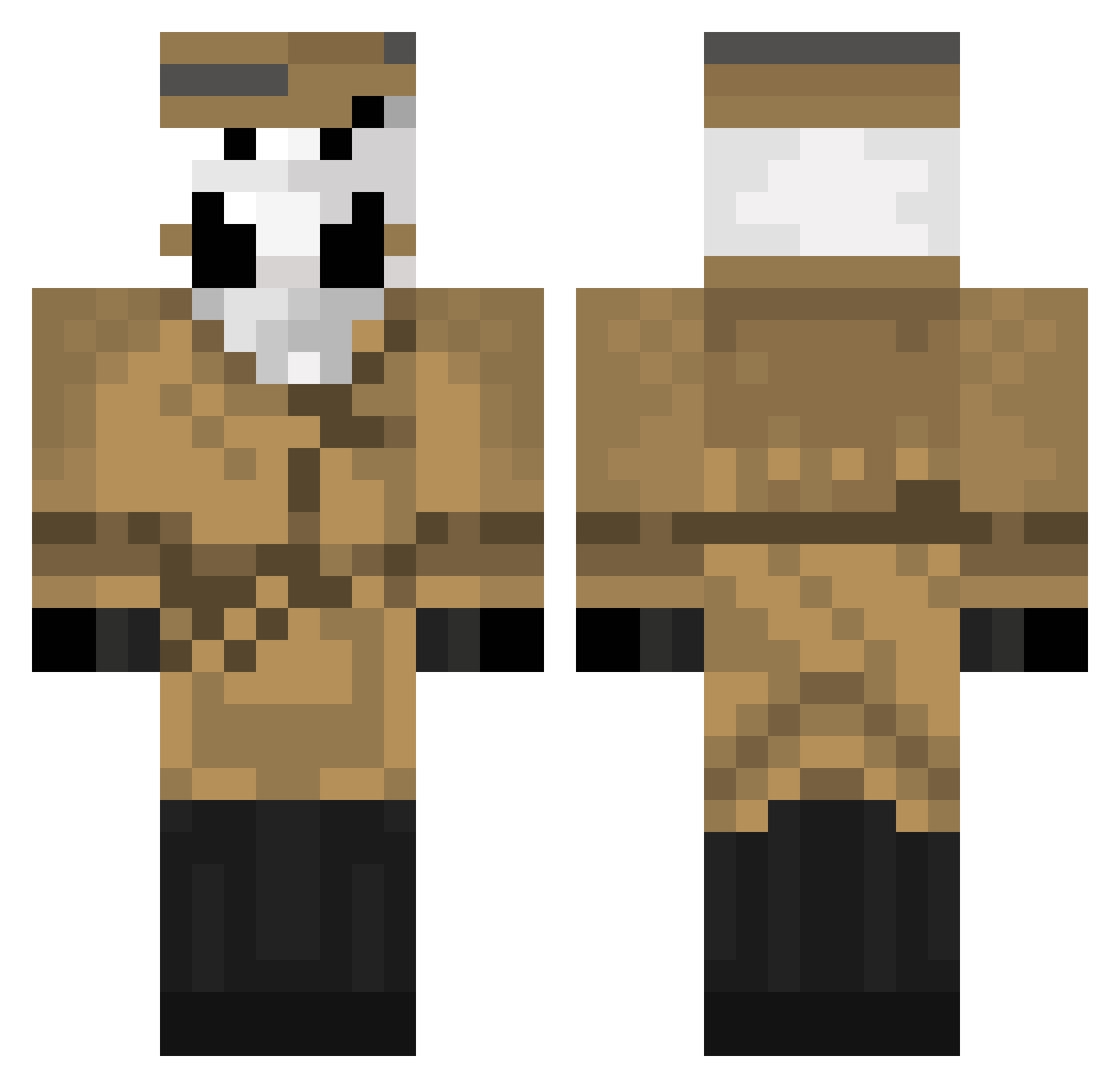 Brainlessly Minecraft skin, front and back view