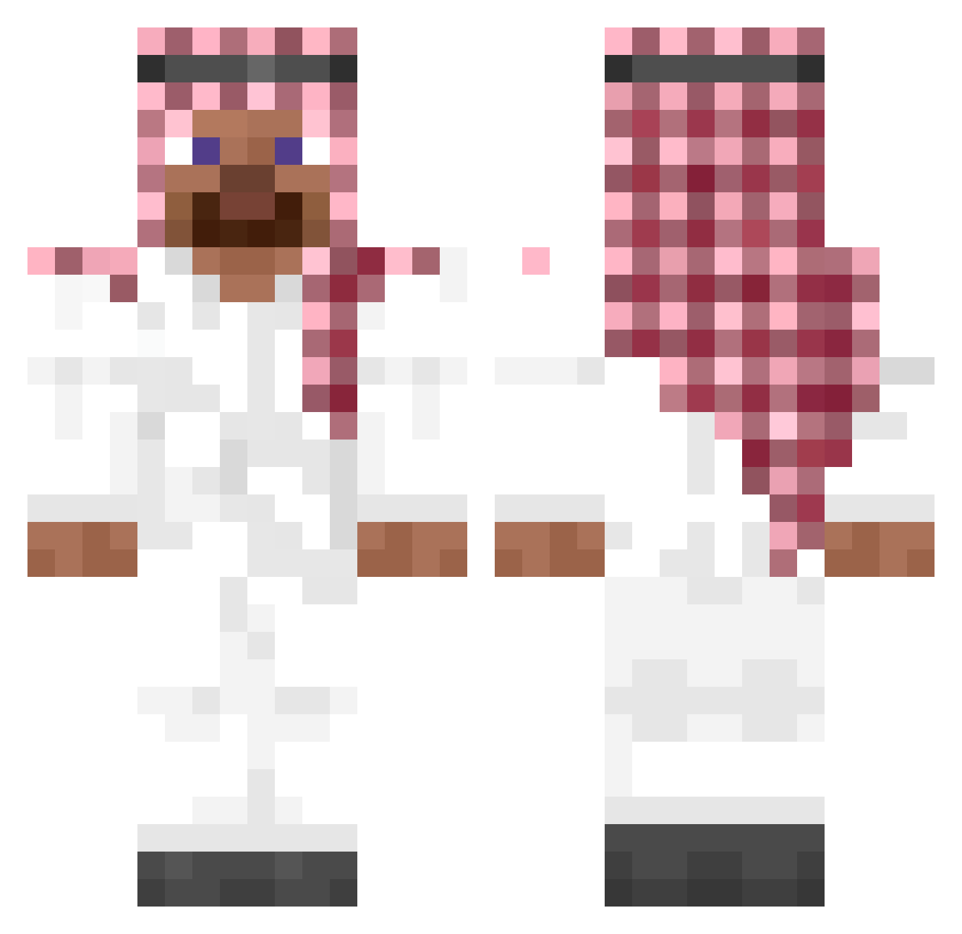 RowanOnPasta Minecraft skin, front and back view
