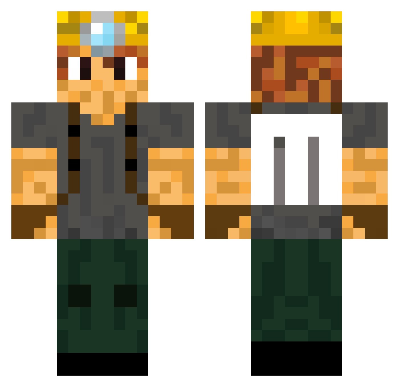 Bony_Miner Minecraft skin, front and back view