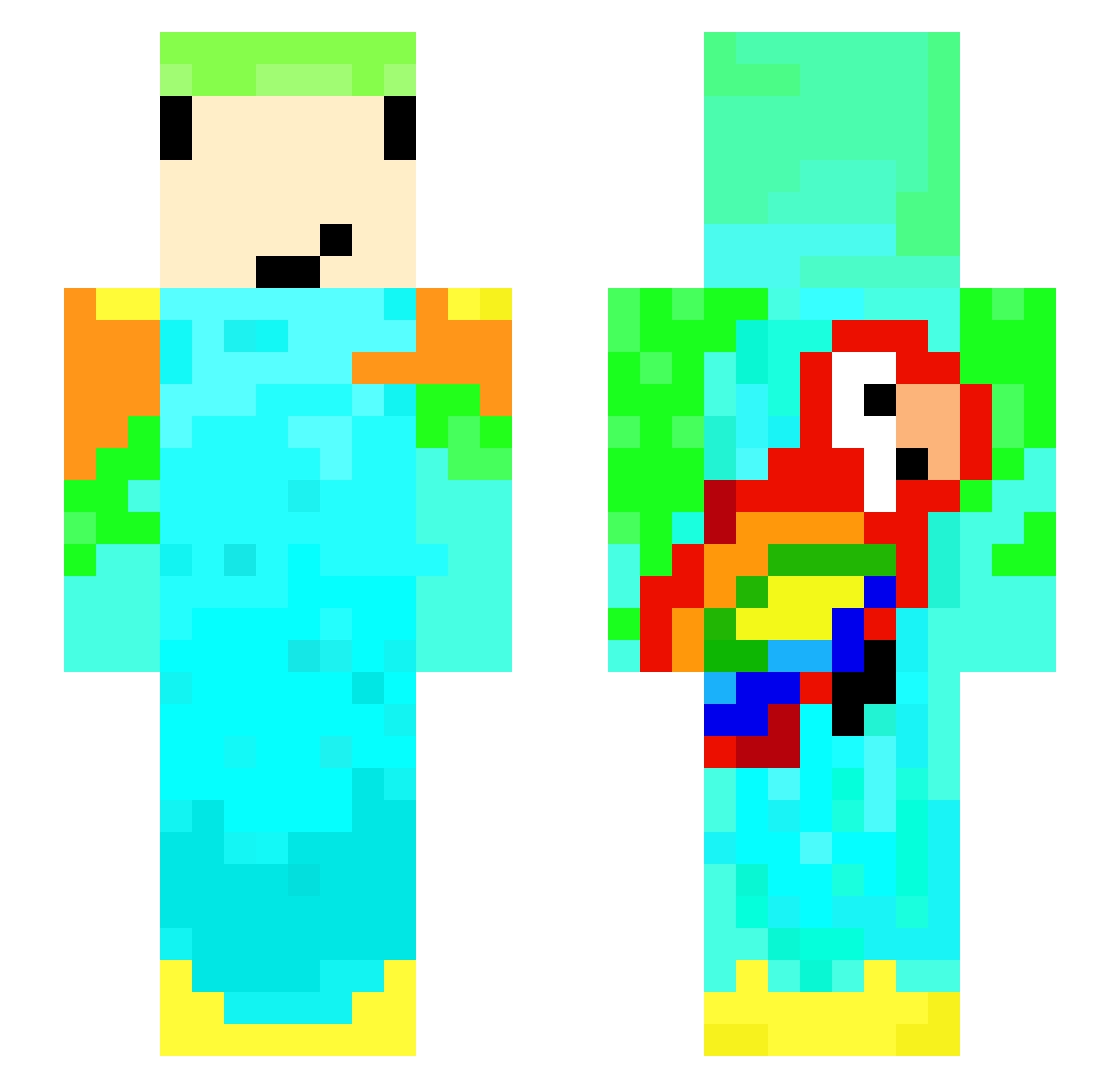 lucidflum Minecraft skin, front and back view