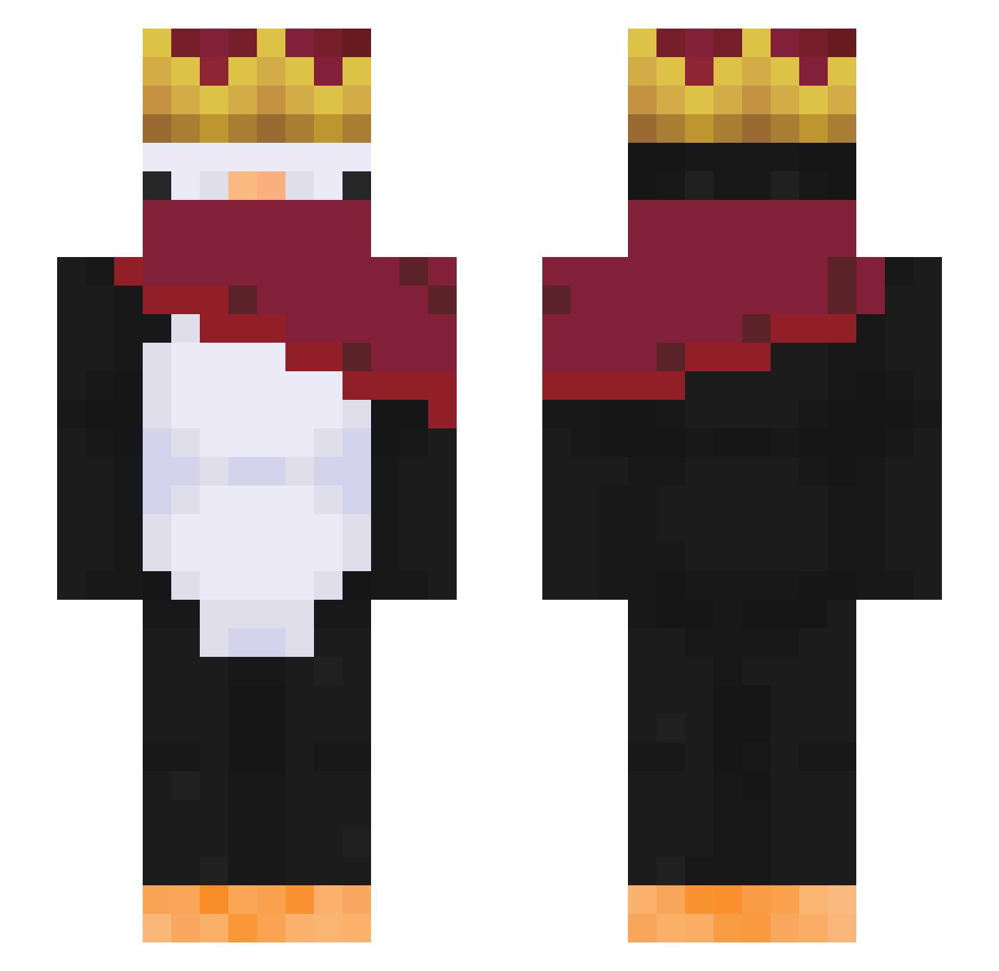Scapi_ Minecraft skin, front and back view