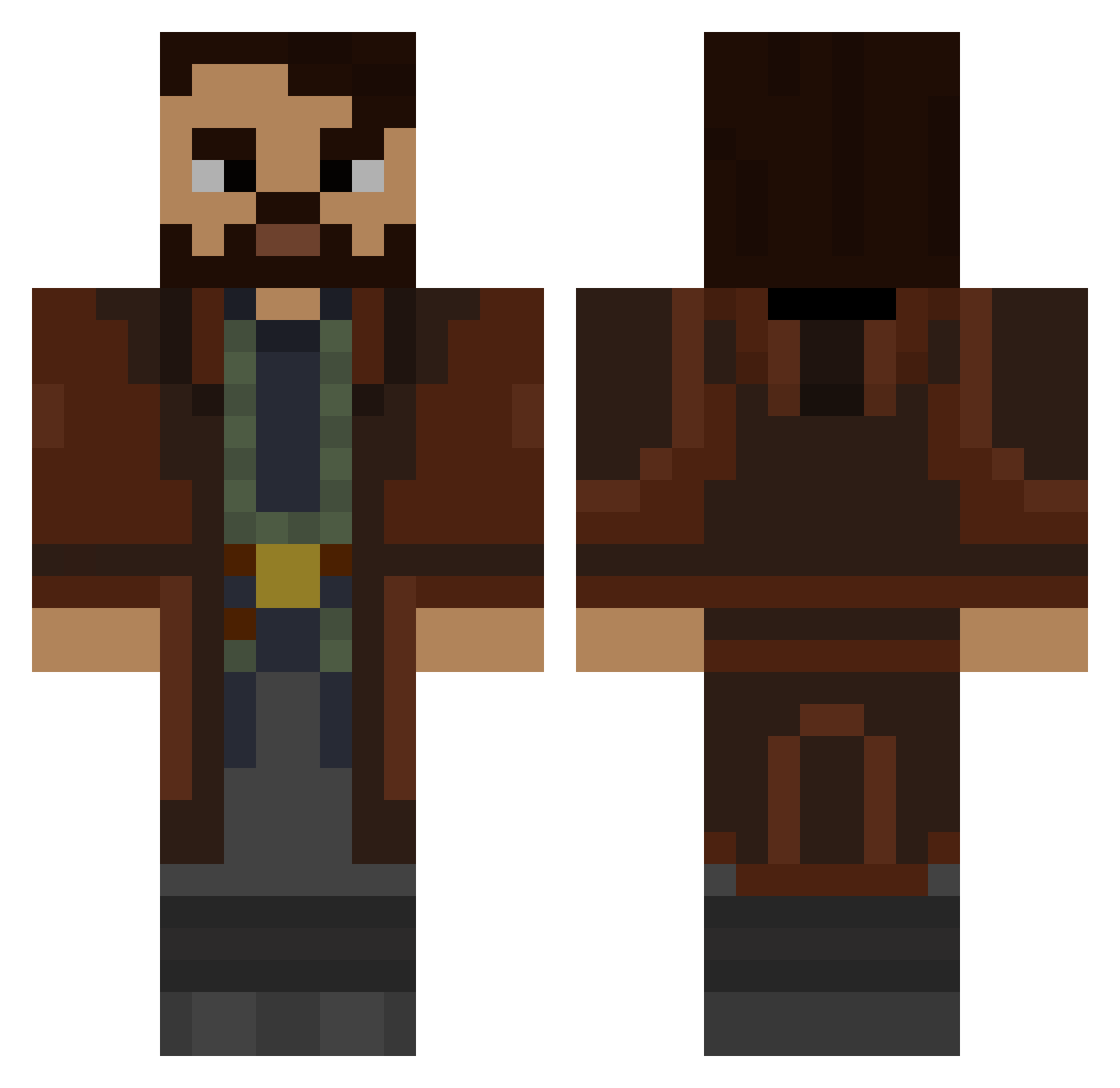 Roxsly Minecraft skin, front and back view