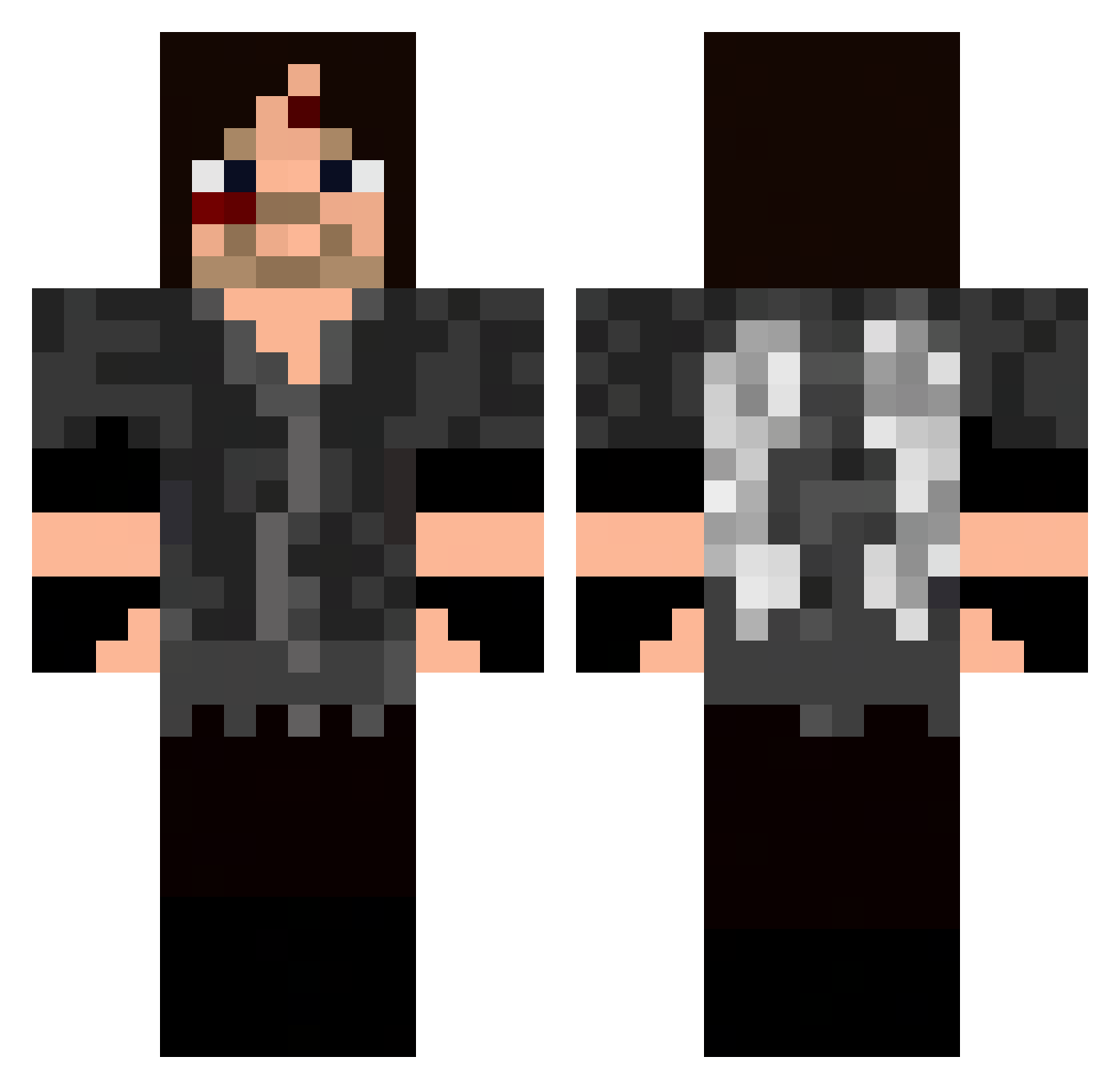 DORKN0B Minecraft skin, front and back view