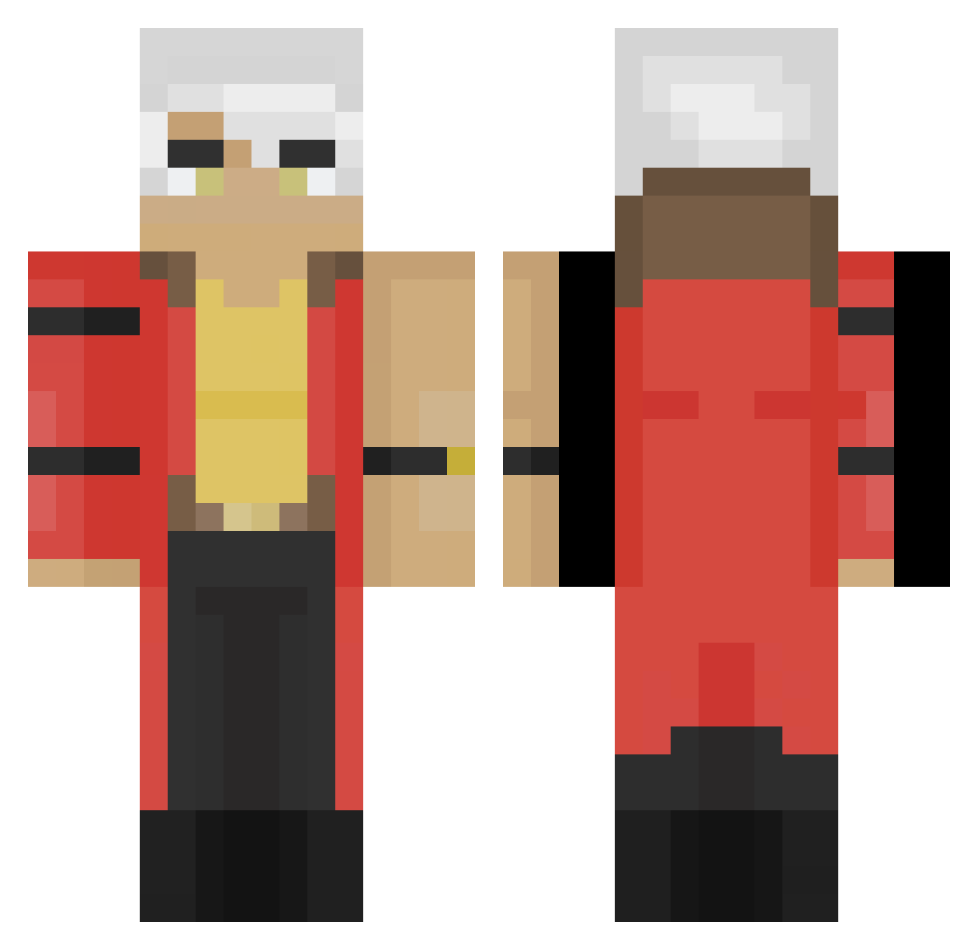 Judaspriest Minecraft skin, front and back view