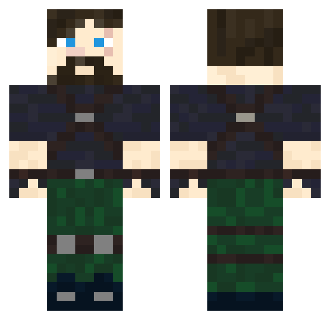 Boreku Minecraft skin, front and back view