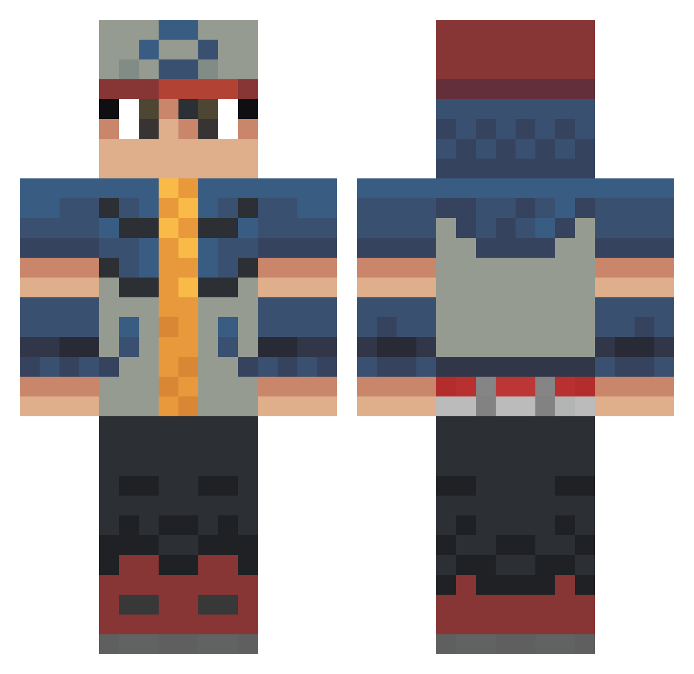 twitchimrvsskade Minecraft skin, front and back view