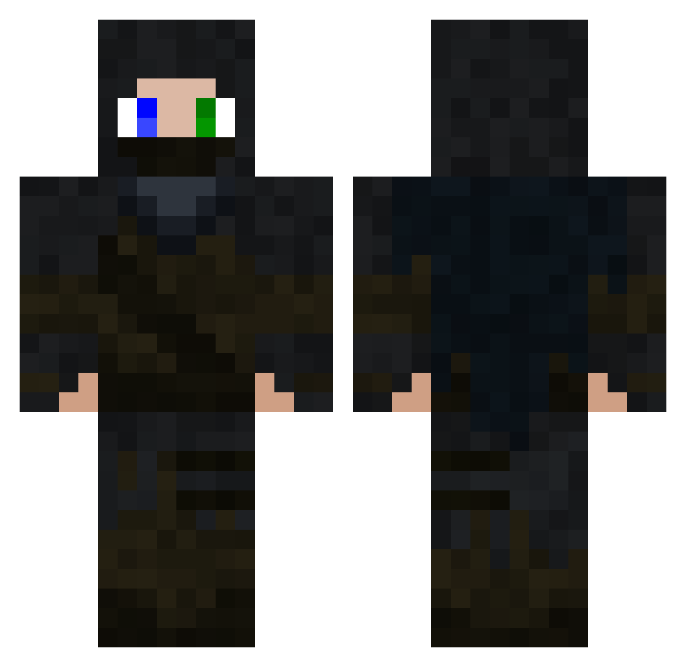 wry Minecraft skin, front and back view