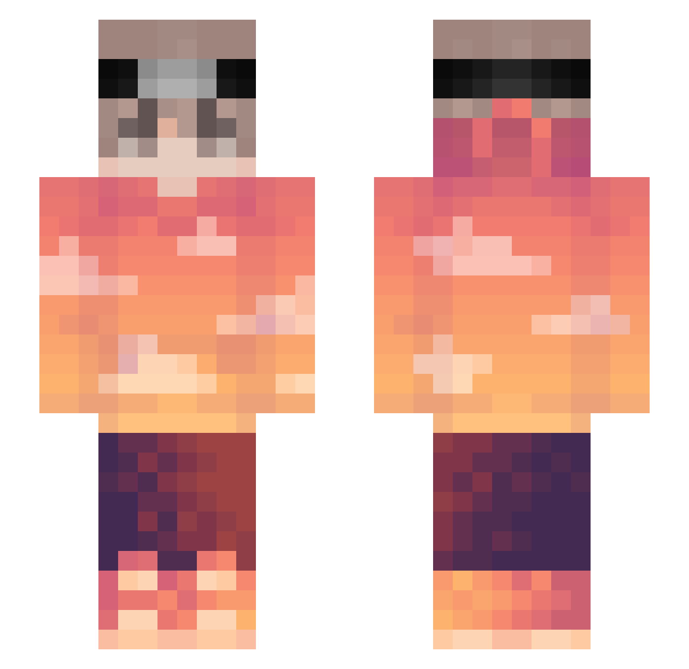 cQloud Minecraft skin, front and back view