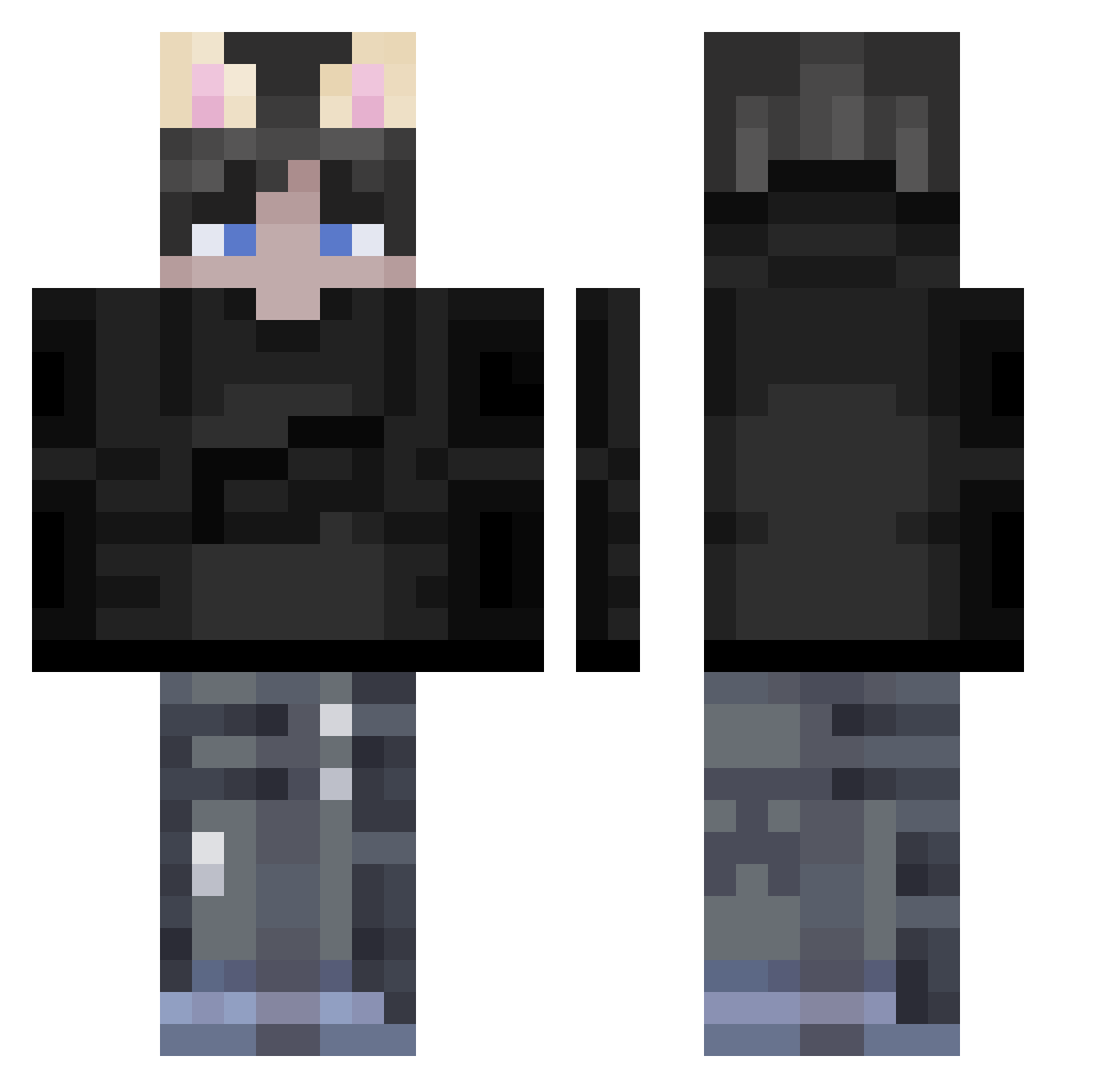 Jamiegamer0001 Minecraft skin, front and back view