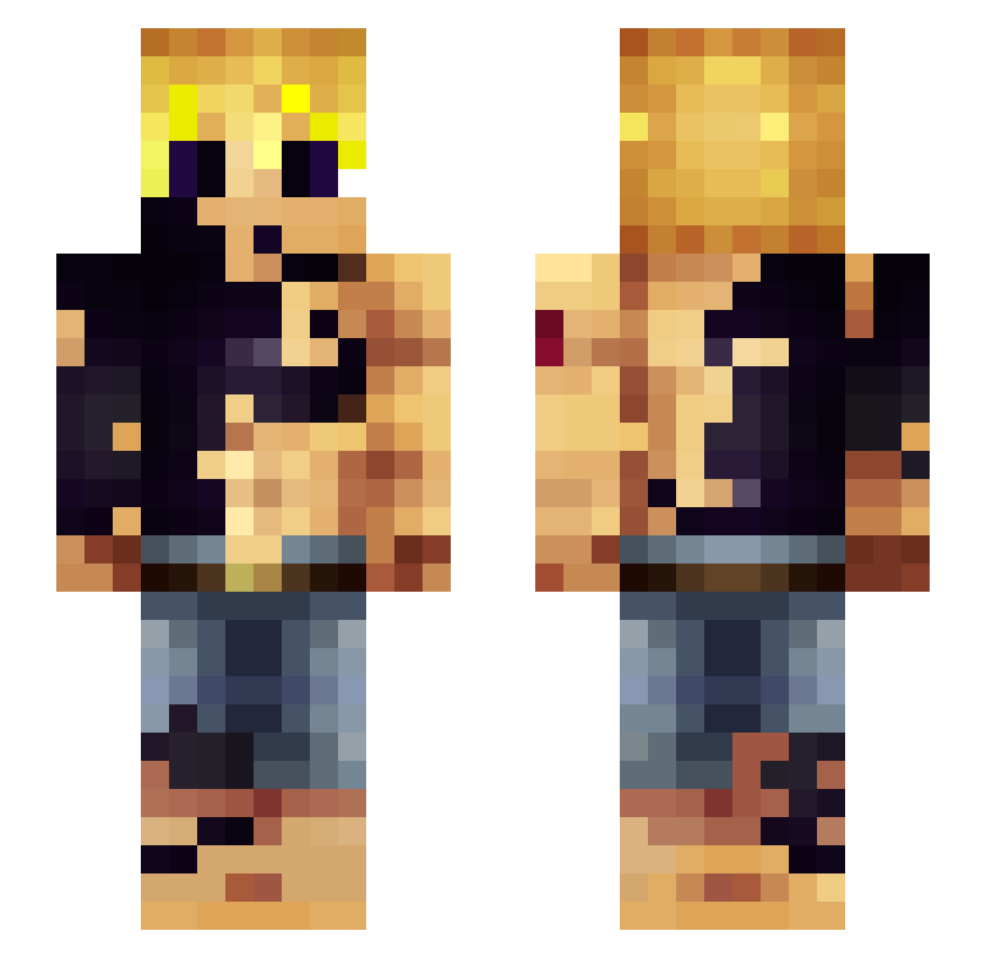 DragonTZ Minecraft skin, front and back view