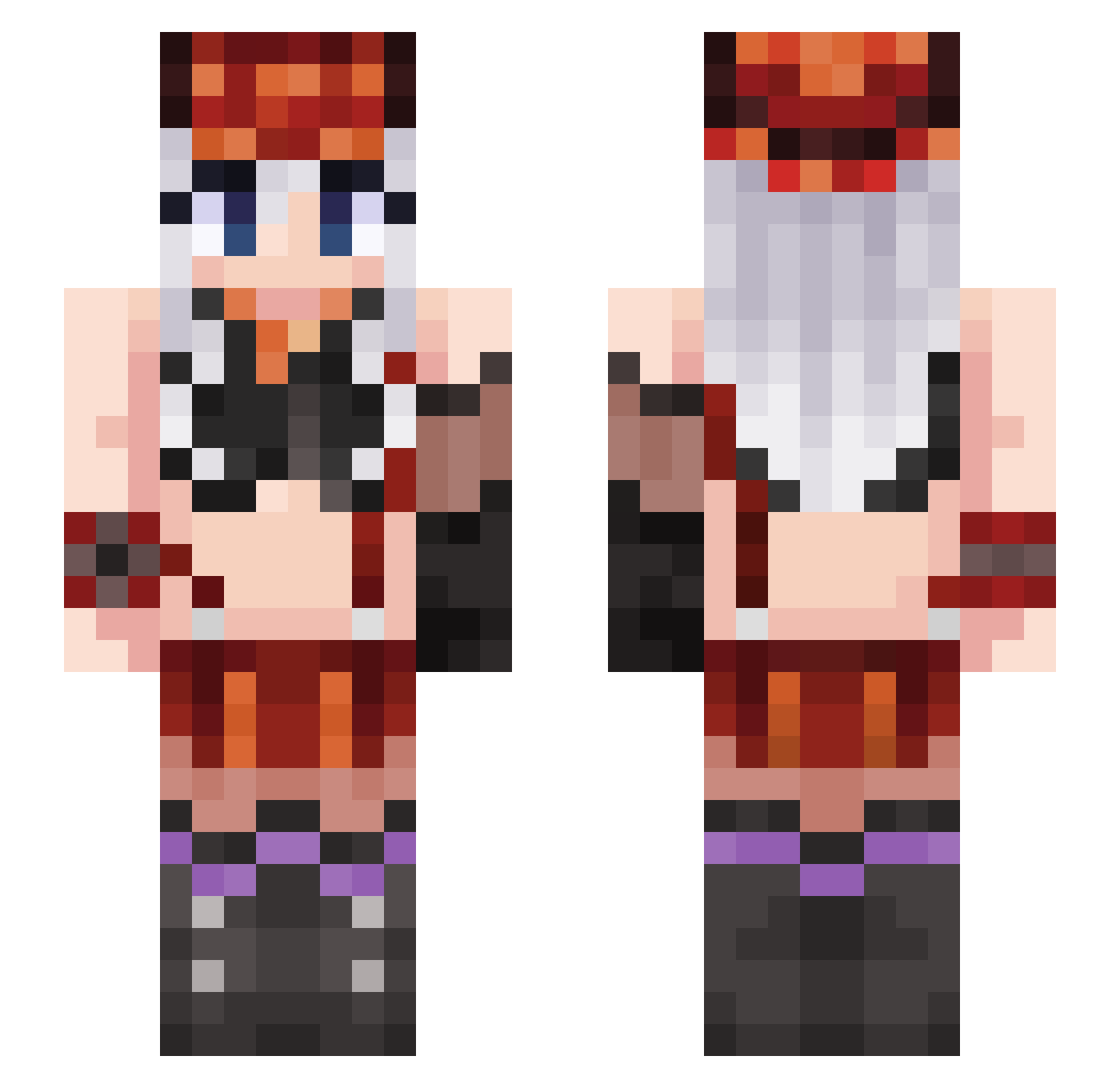 Moonling Minecraft skin, front and back view