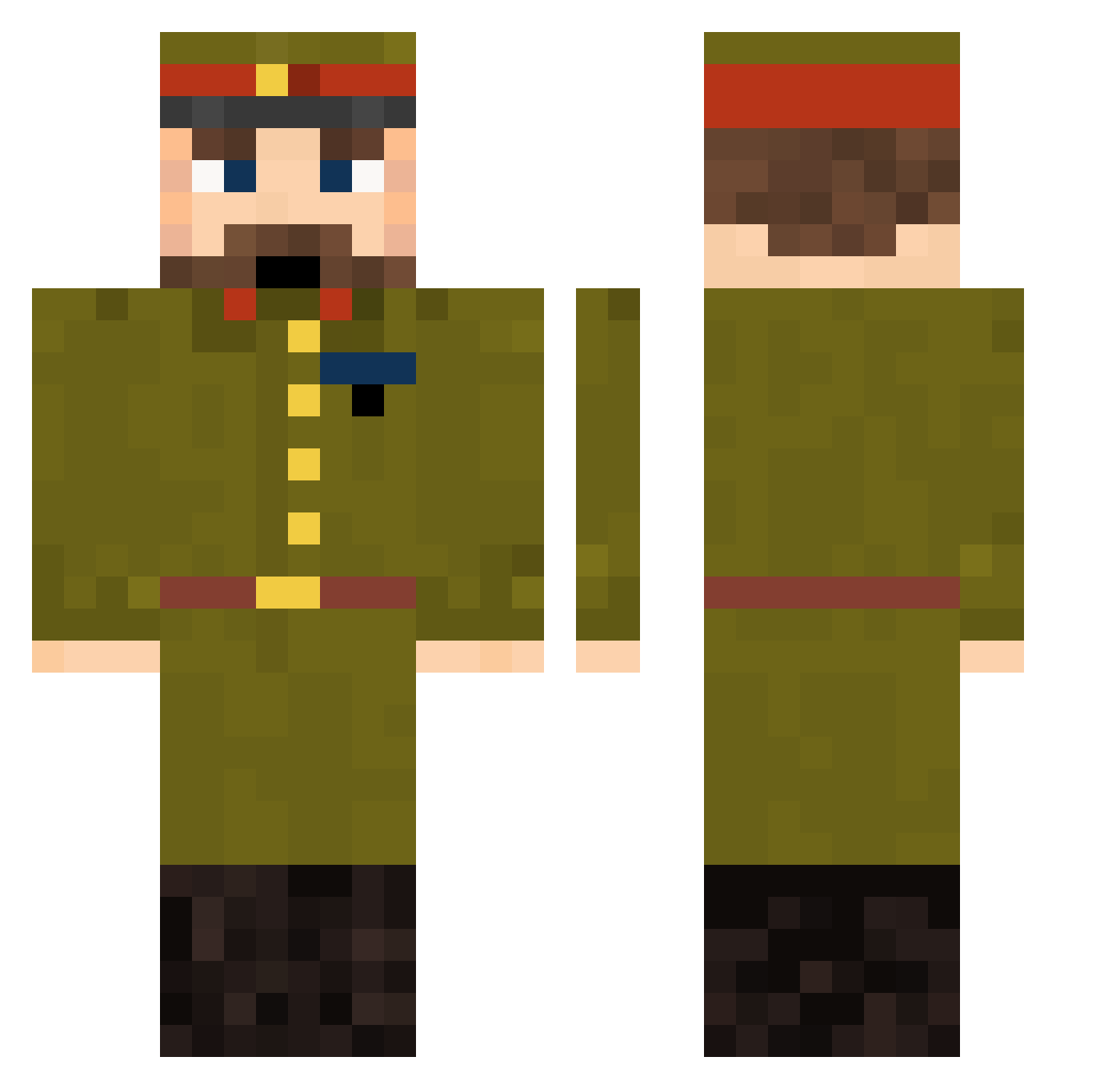 isaacersej Minecraft skin, front and back view