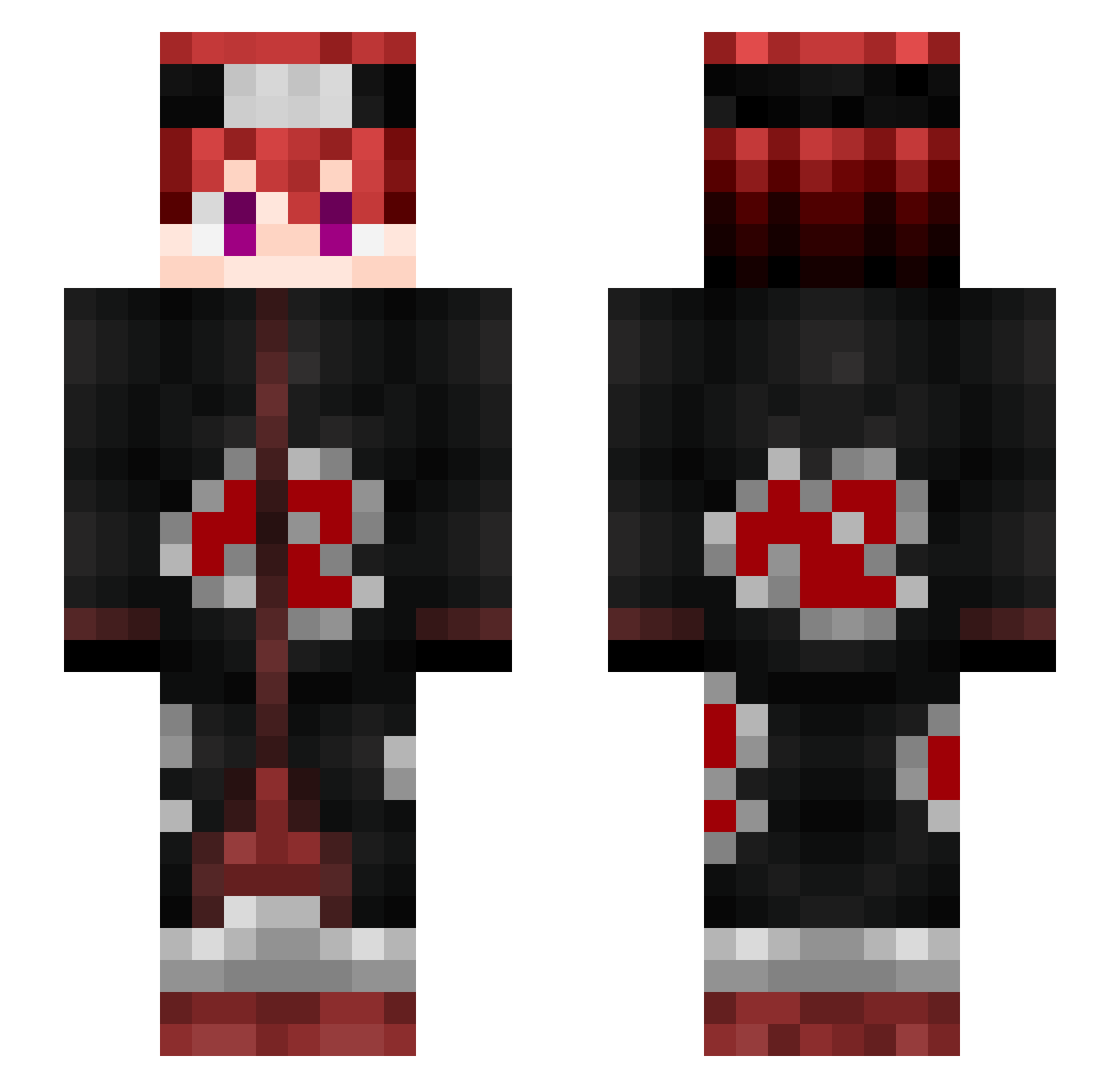 Minlus Minecraft skin, front and back view