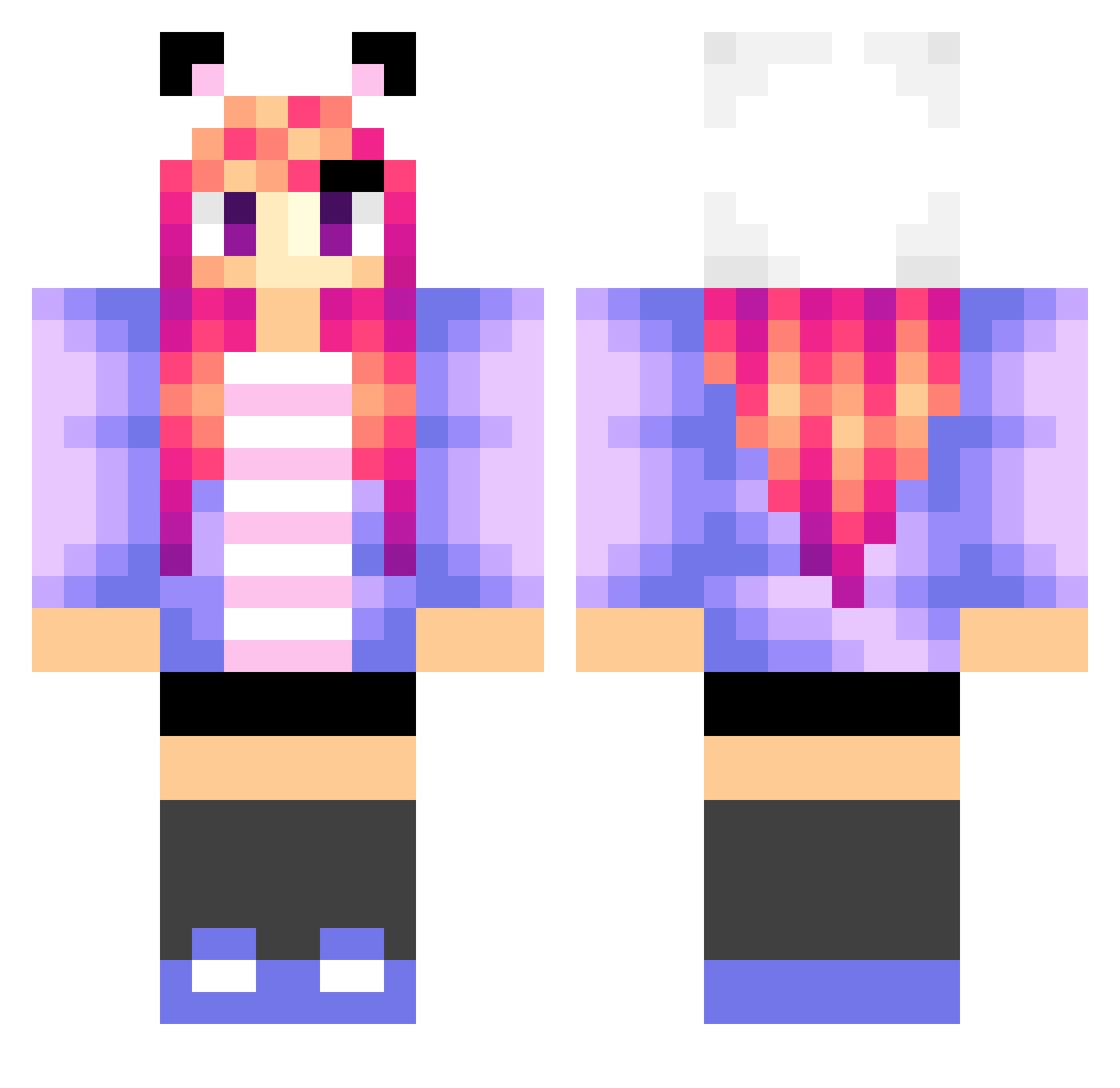 ShinoLove Minecraft skin, front and back view