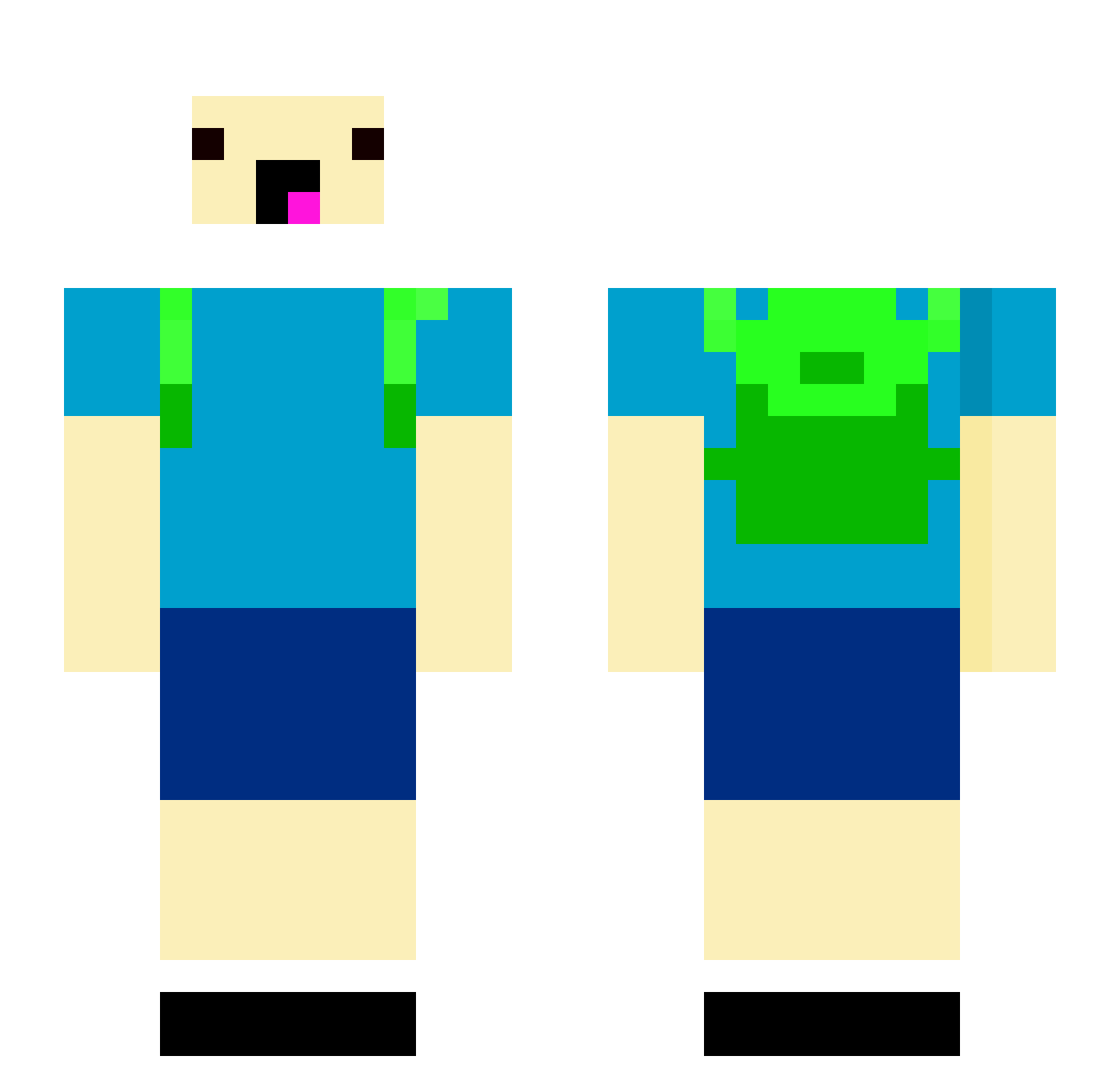 nexyzu Minecraft skin, front and back view