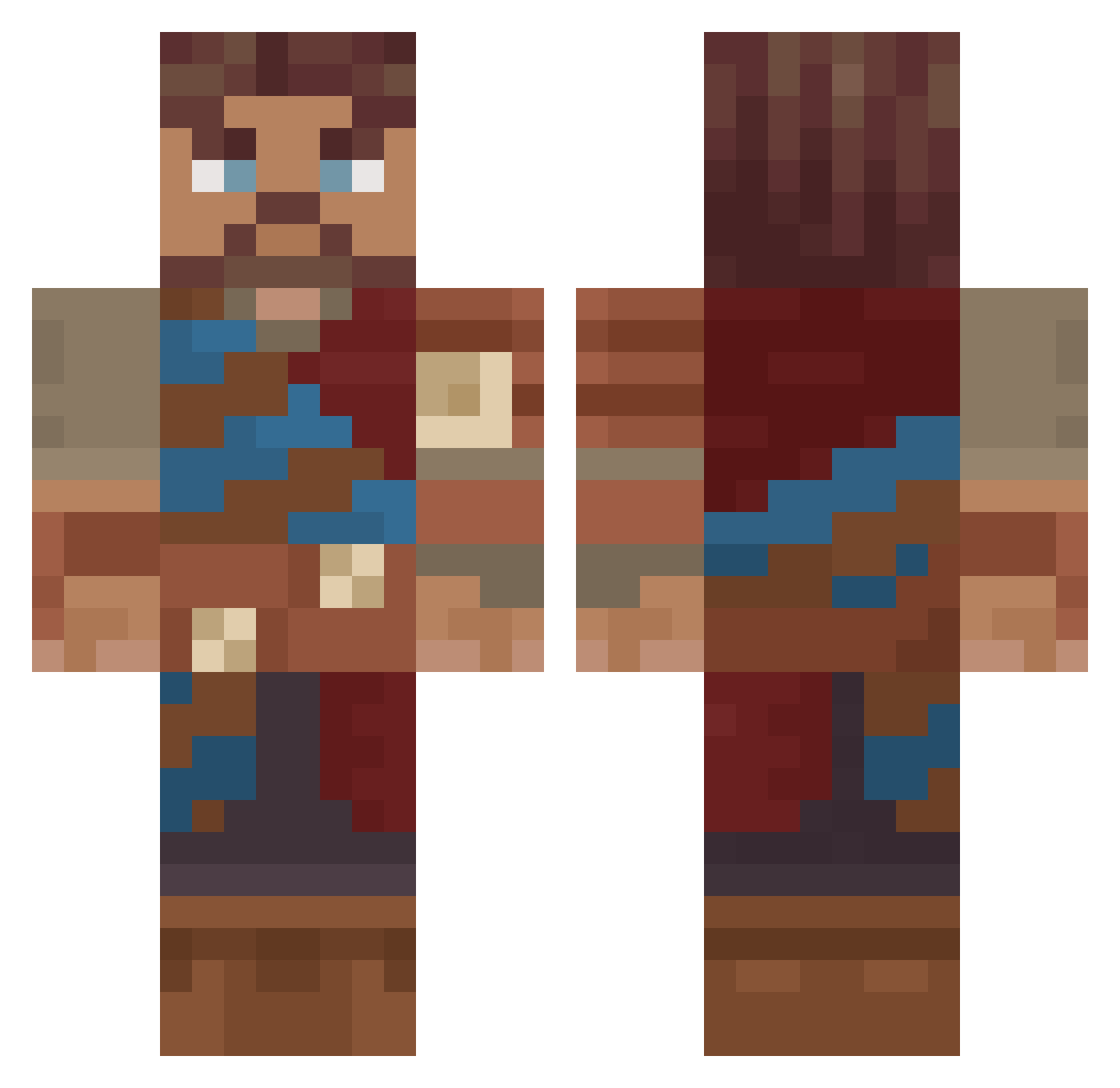 mankoys Minecraft skin, front and back view
