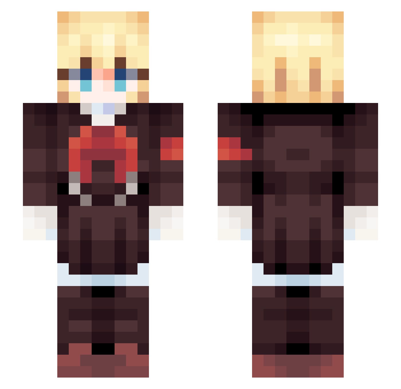 Thigywigy Minecraft skin, front and back view