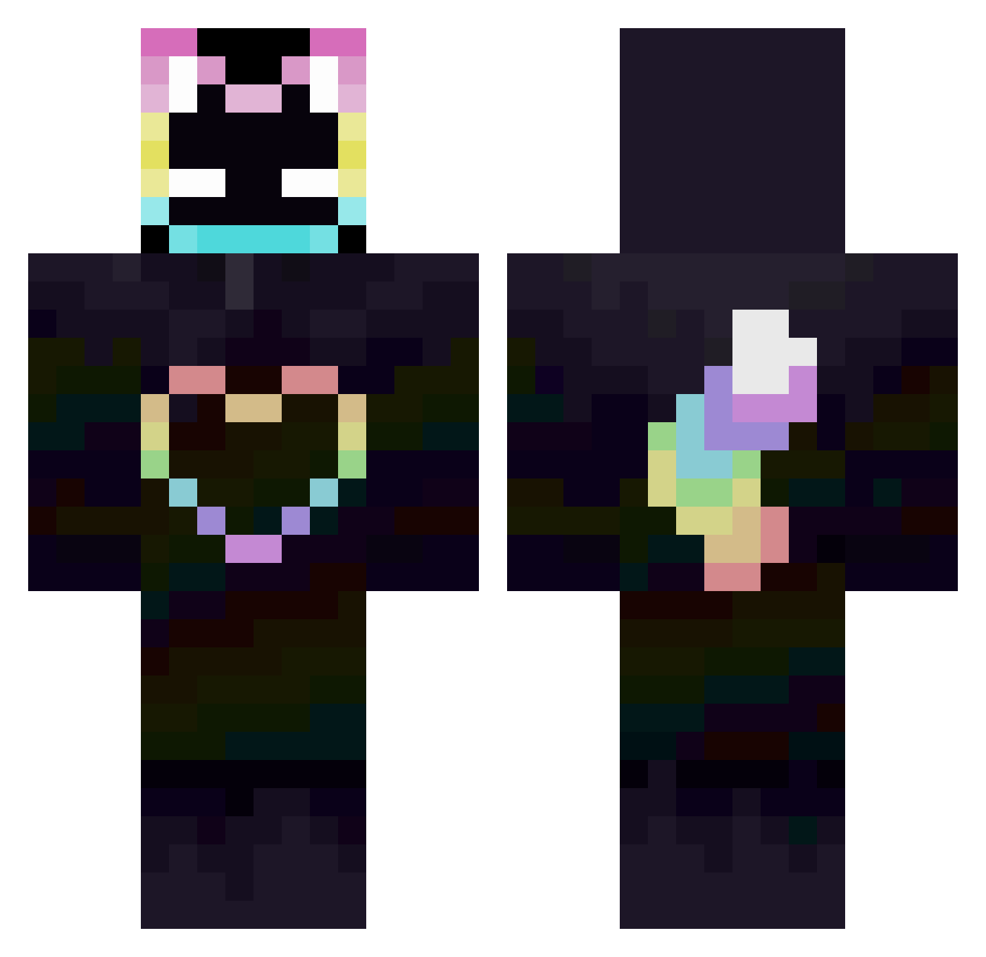 Vixeden Minecraft skin, front and back view